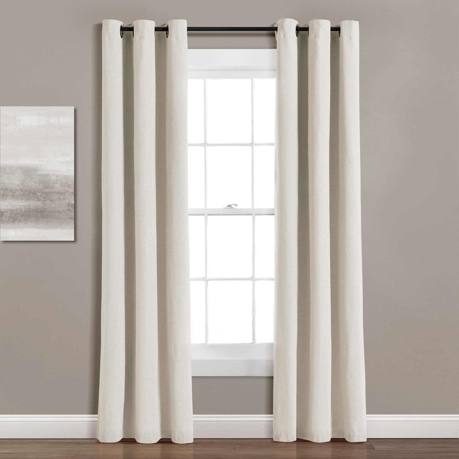 Lush Decor 21T011705 84-Inches Light Linen Blackout Standard lined Grommet Single curtain panel