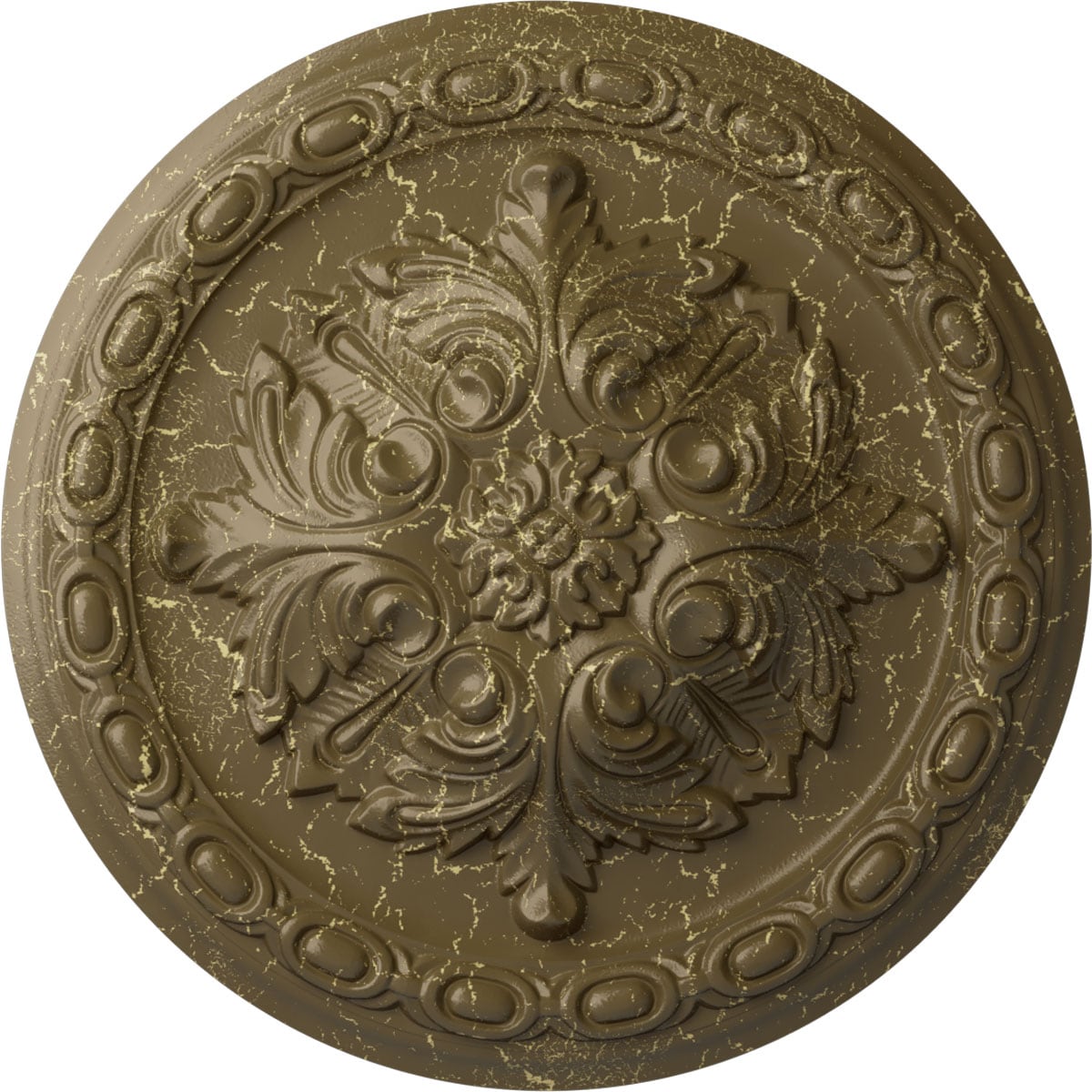 Ekena Millwork CM11ACMMC Acanthus 11.375-in W x 11.375-in L Painted Mississippi Mud Crackle Polyurethane Whole Ceiling Medallion