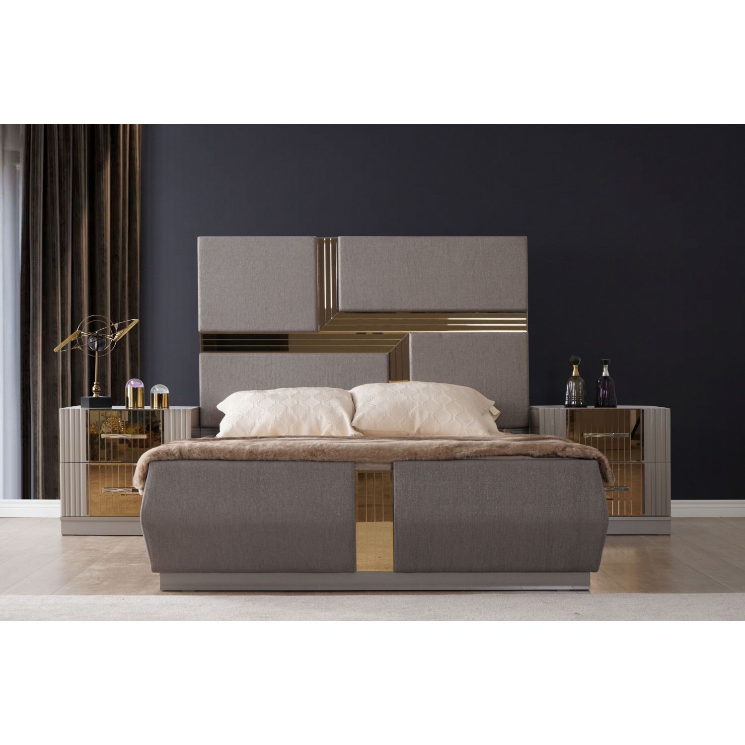 JASMODER B009S00940 Gray Nightstand