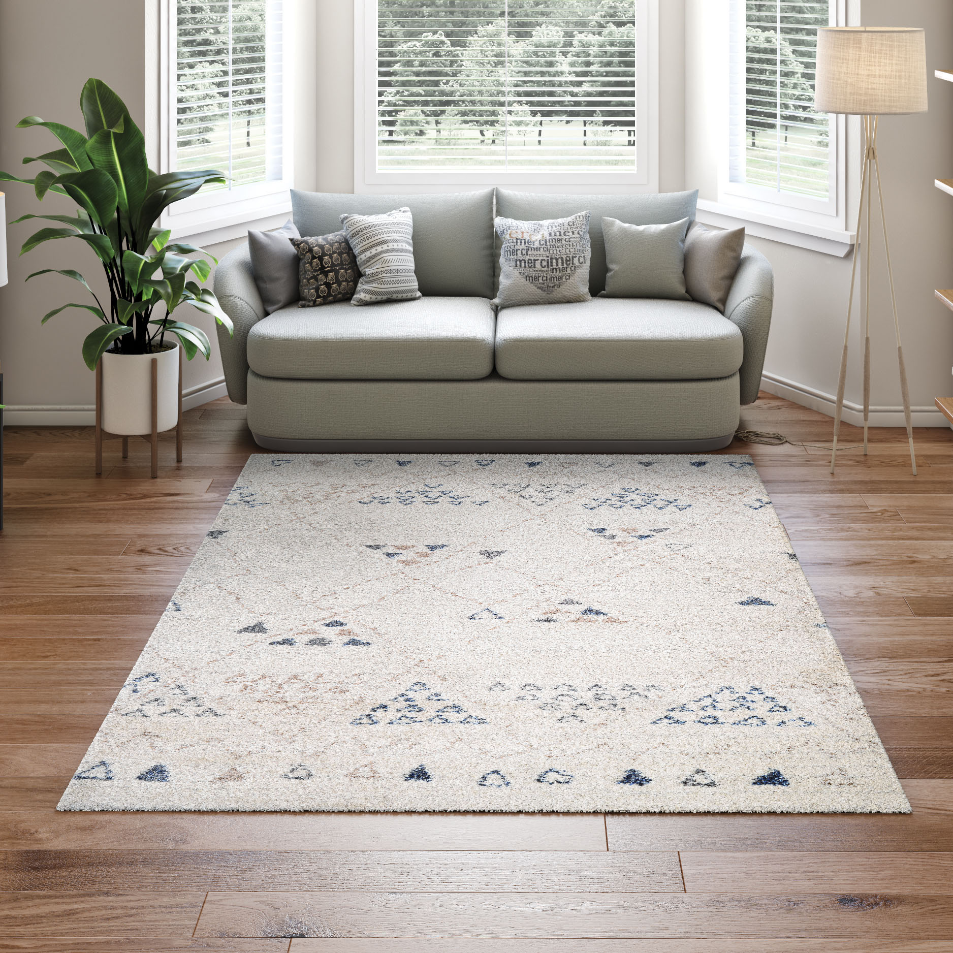 Bromley Ivory Shag Wool Blend 2' x 3' Area Rug