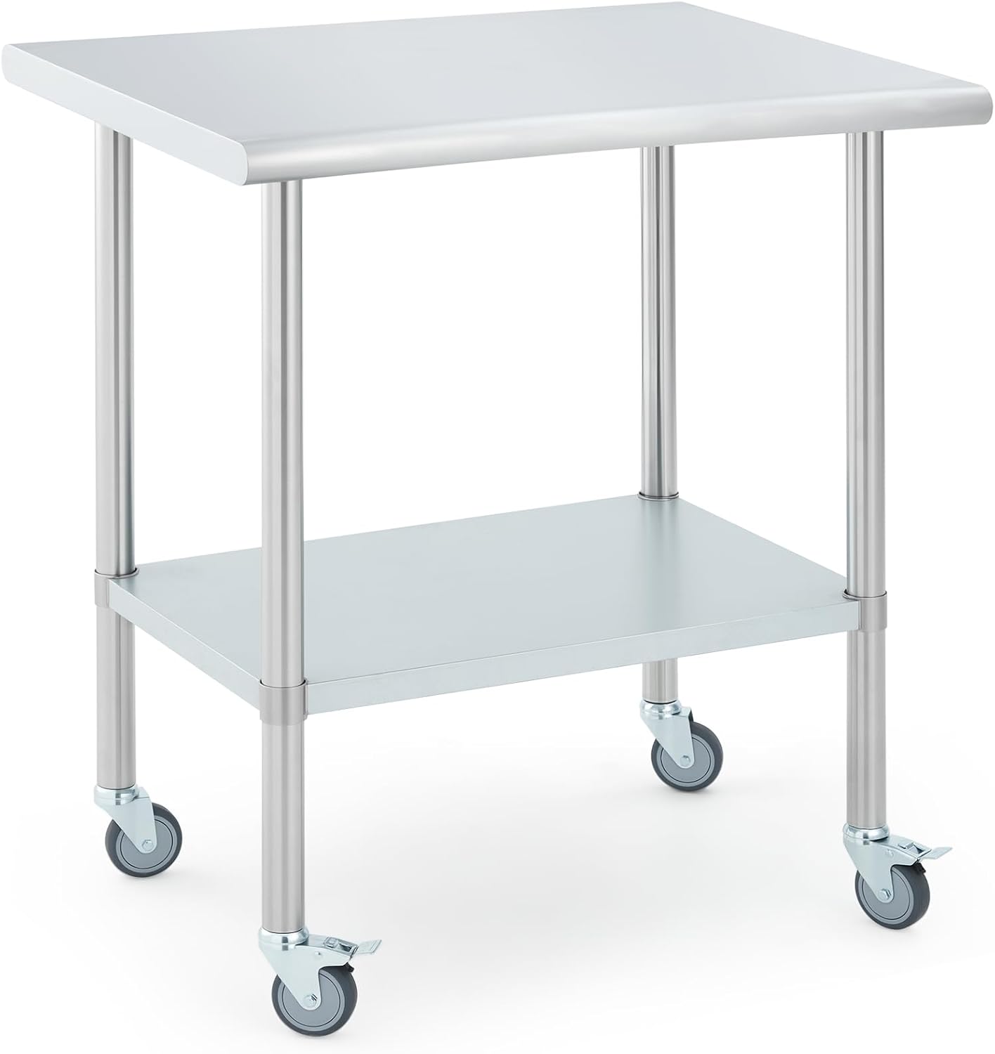 GarveeLife 24 Inch+30 Inch Heavy-Duty Stainless Steel Work Table/  4 Locking Casters/  Adjustable Undershelf/ With wheels