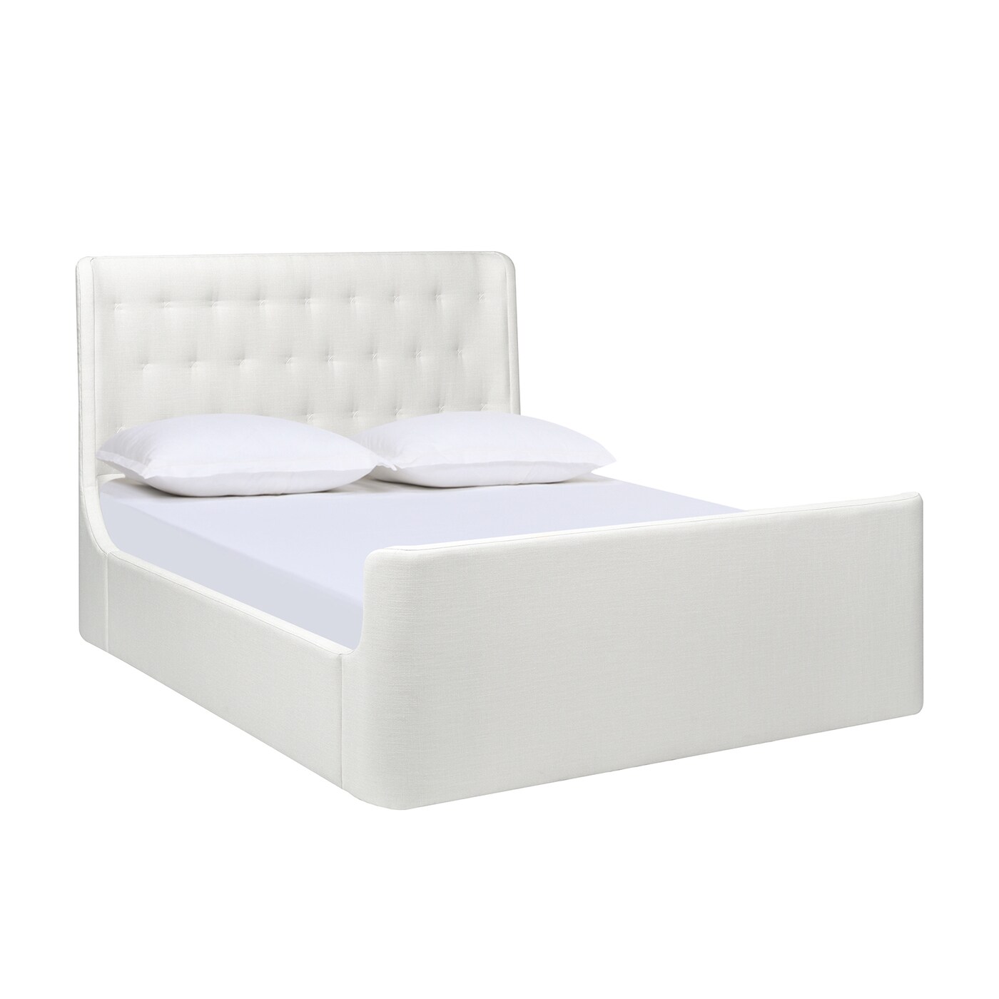 Jennifer Taylor Home 52155-3-879-2 Brooks Antique White Queen Upholstered Platform Bed