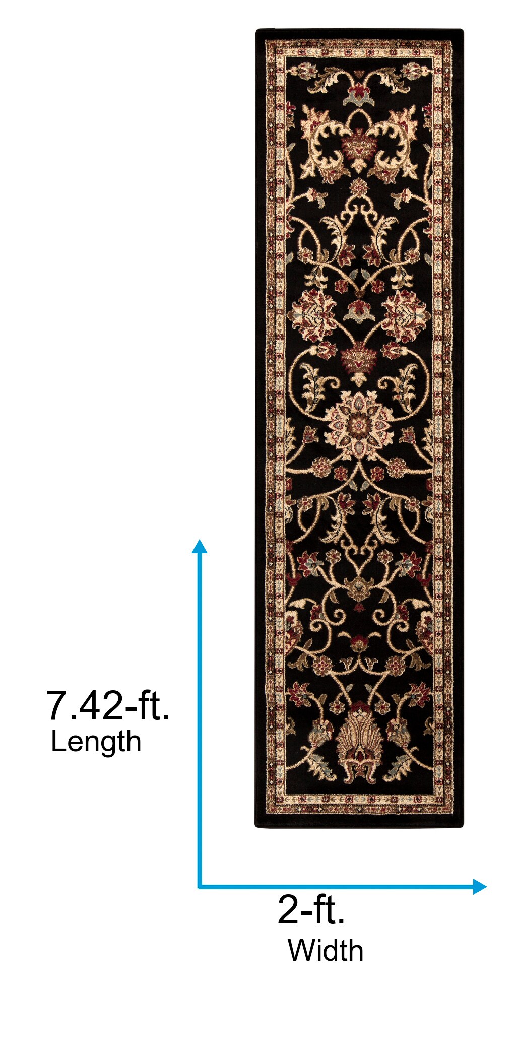 Surya Riley 2 X 8 (ft) Black Indoor Border Oriental Runner Rug in the ...