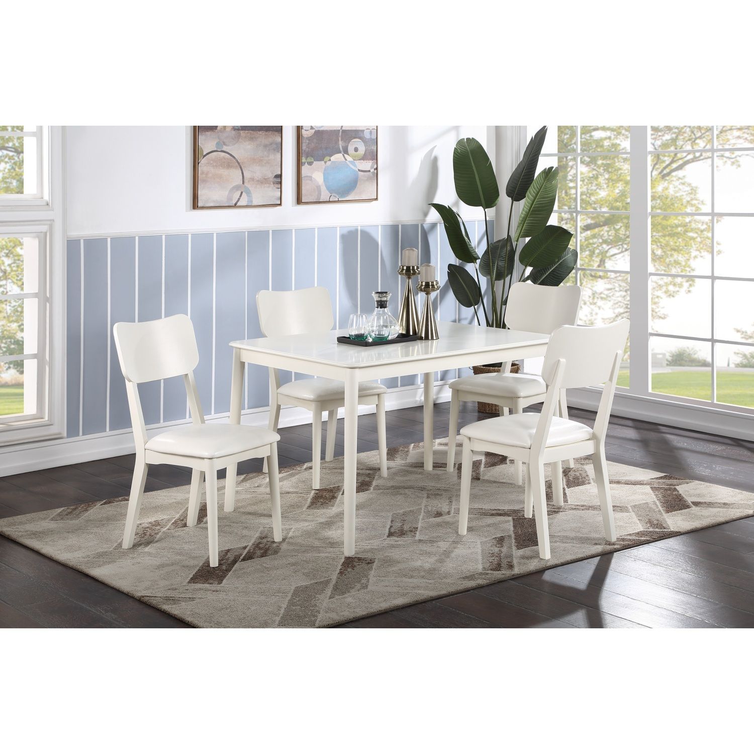 JASMODER B01147409 White Contemporary/Modern Dining Room Set with Rectangular Table ( Seats 4 )
