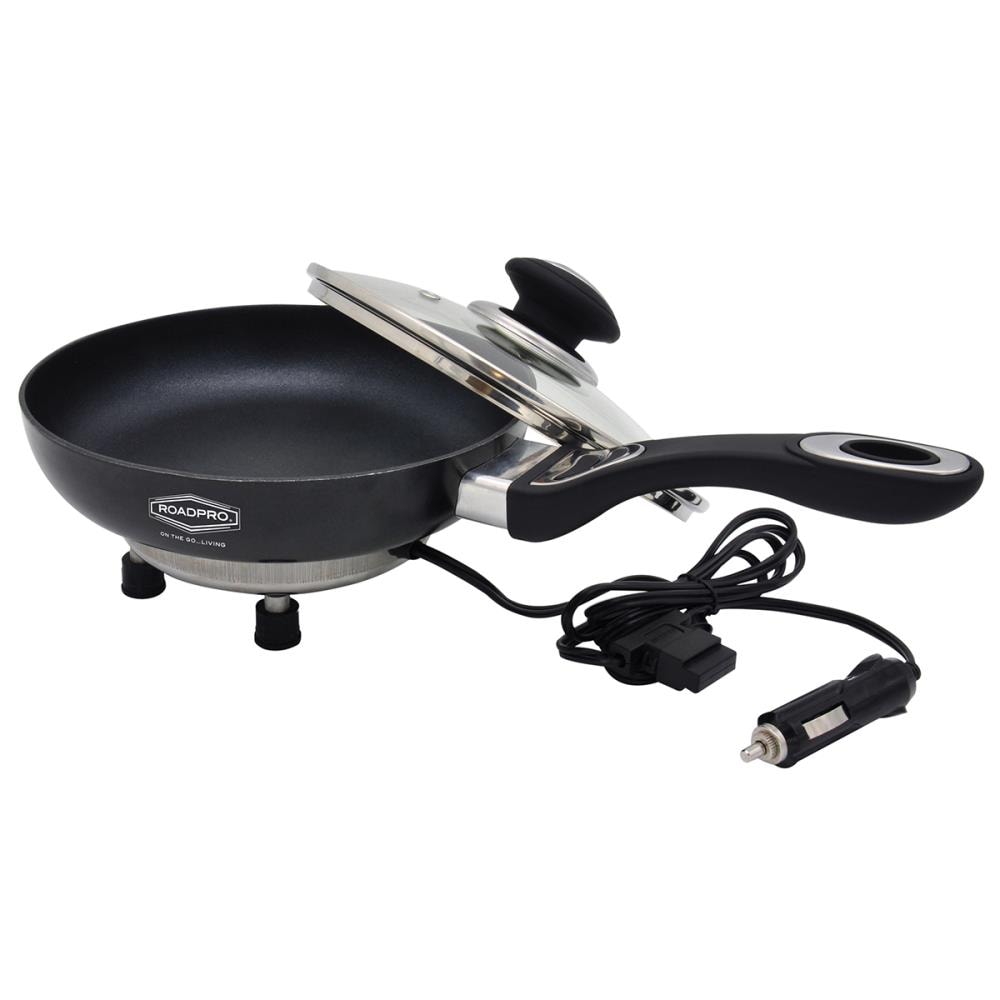 RoadPro 12-Volt Portable Frying Pan, Non-stick 14.1-in Aluminum Cooking Pan  with Lid in the Cooking Pans & Skillets department at