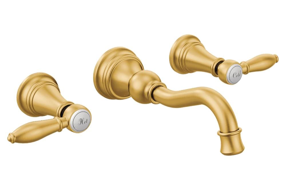 Moen Weymouth Brushed Gold Widespread 2 Handle Watersense Bathroom Sink Faucet At 3096