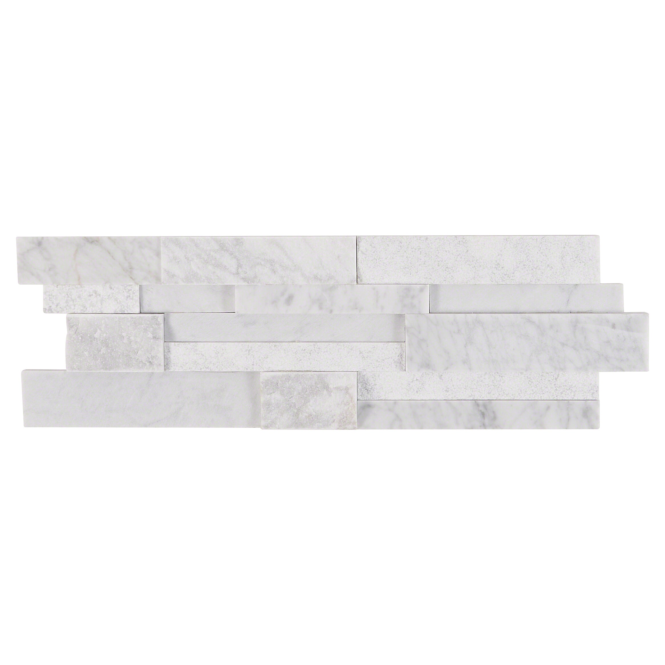 Artmore Tile EXT3RD102493 (Sample) 3D Stone Pure White 4-in x 8-in Matte Marble Linear Brick Look Floor and Wall Tile