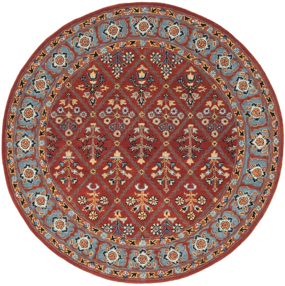 Safavieh HG738Q-6R Heritage Latur 6 x 6 (ft) Tufted Wool Red/Blue Round Indoor Floral/Botanical Oriental Area rug