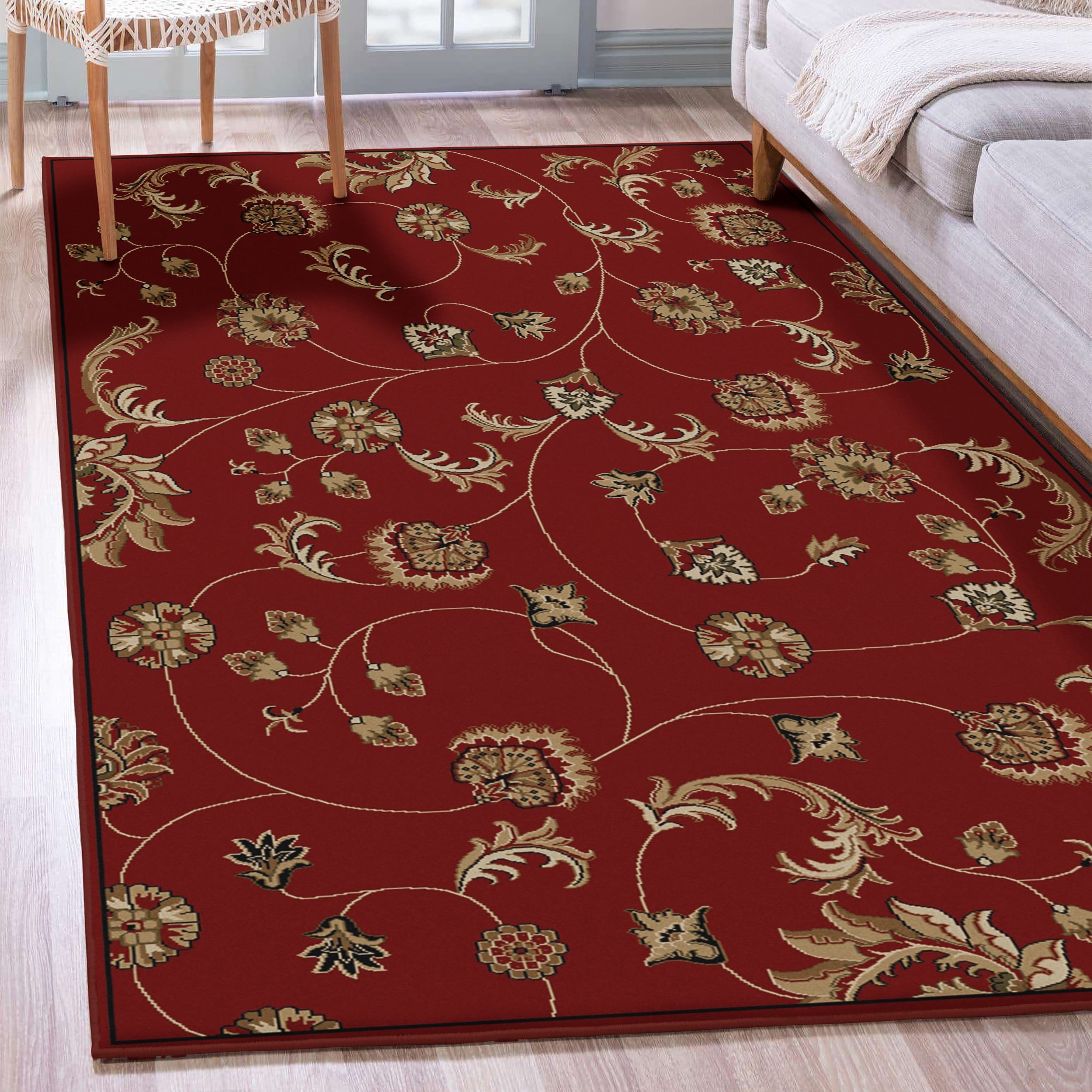 Style Selections Koralin 10 x 13 Red Indoor Floral/Botanical Oriental Area Rug | M005R10L