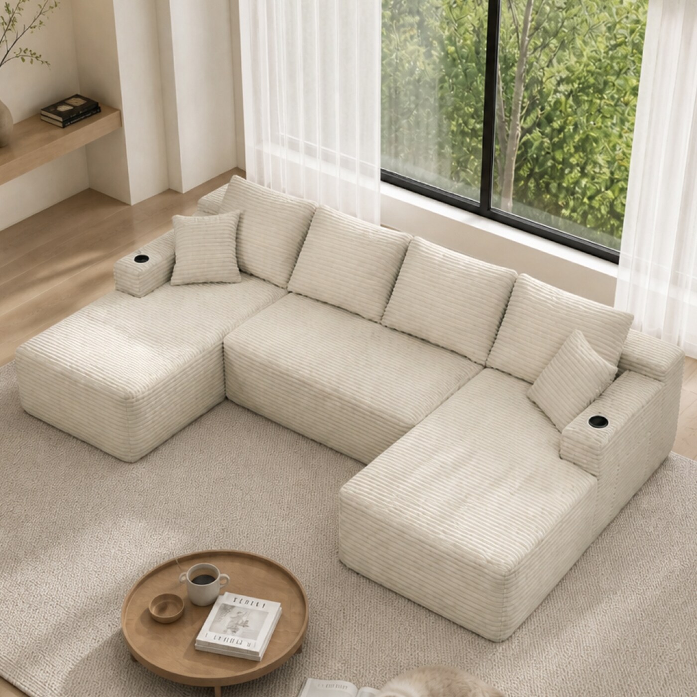 CHITA 126-Inch Beige Modular Sectional Sofa Flexible Modular ...