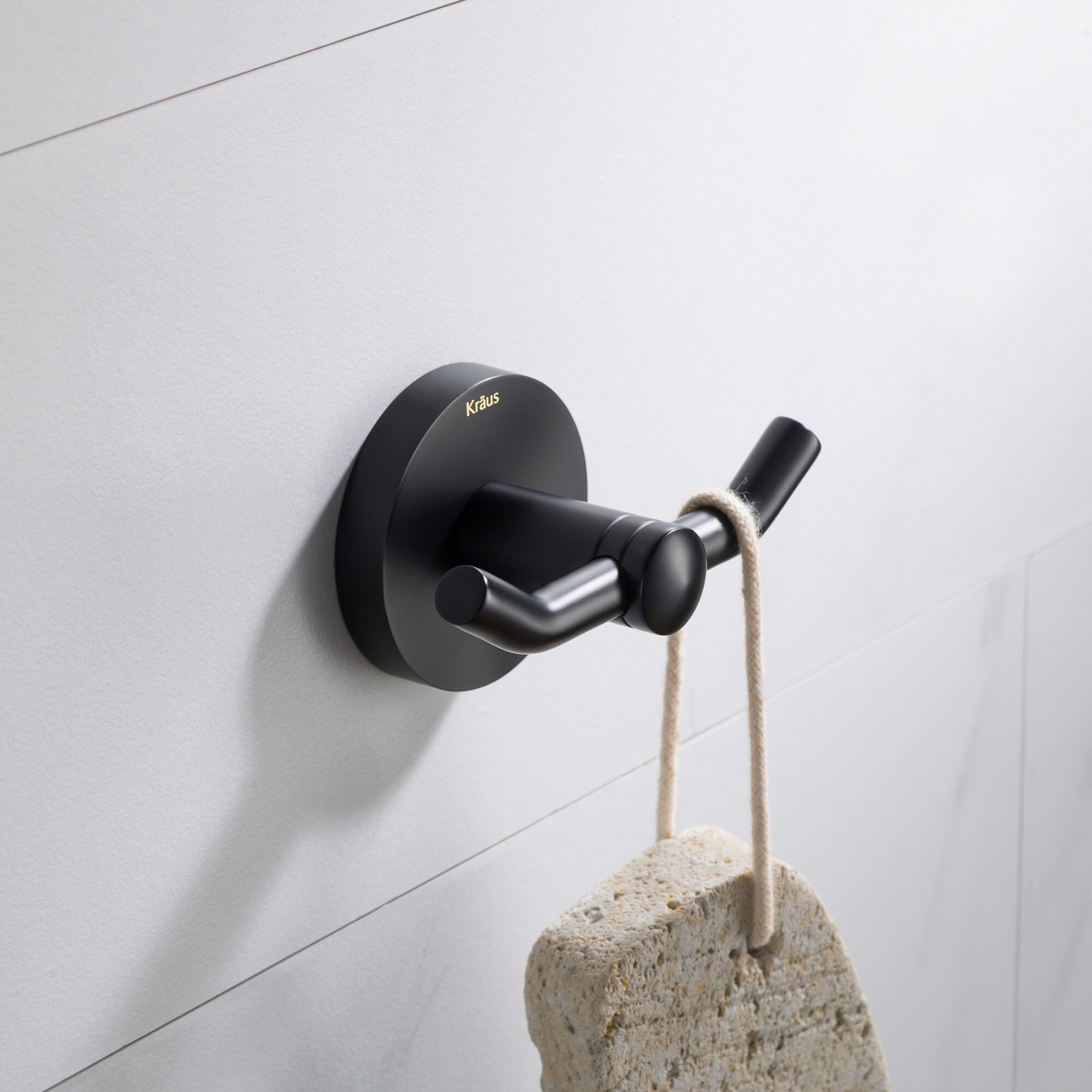 Kraus Elie Bathroom Robe and Towel Double Hook - Matte Black