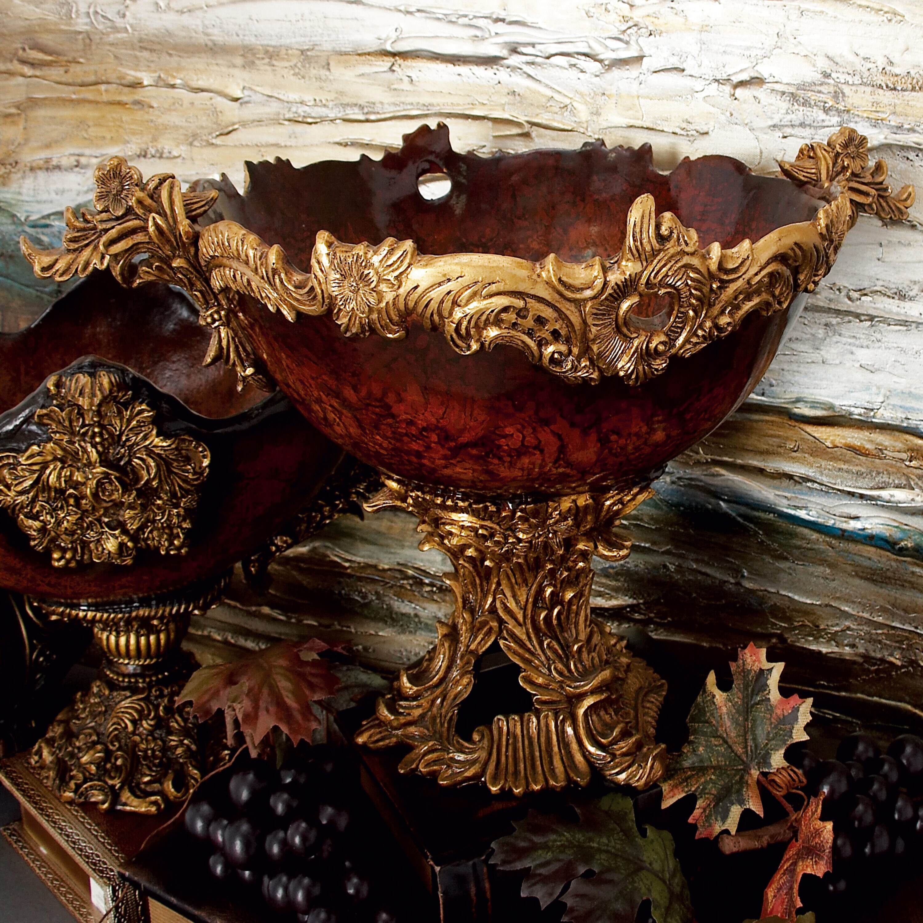 Grape Harvest Solid Brass Goblets (Set of 2) - Design Toscano