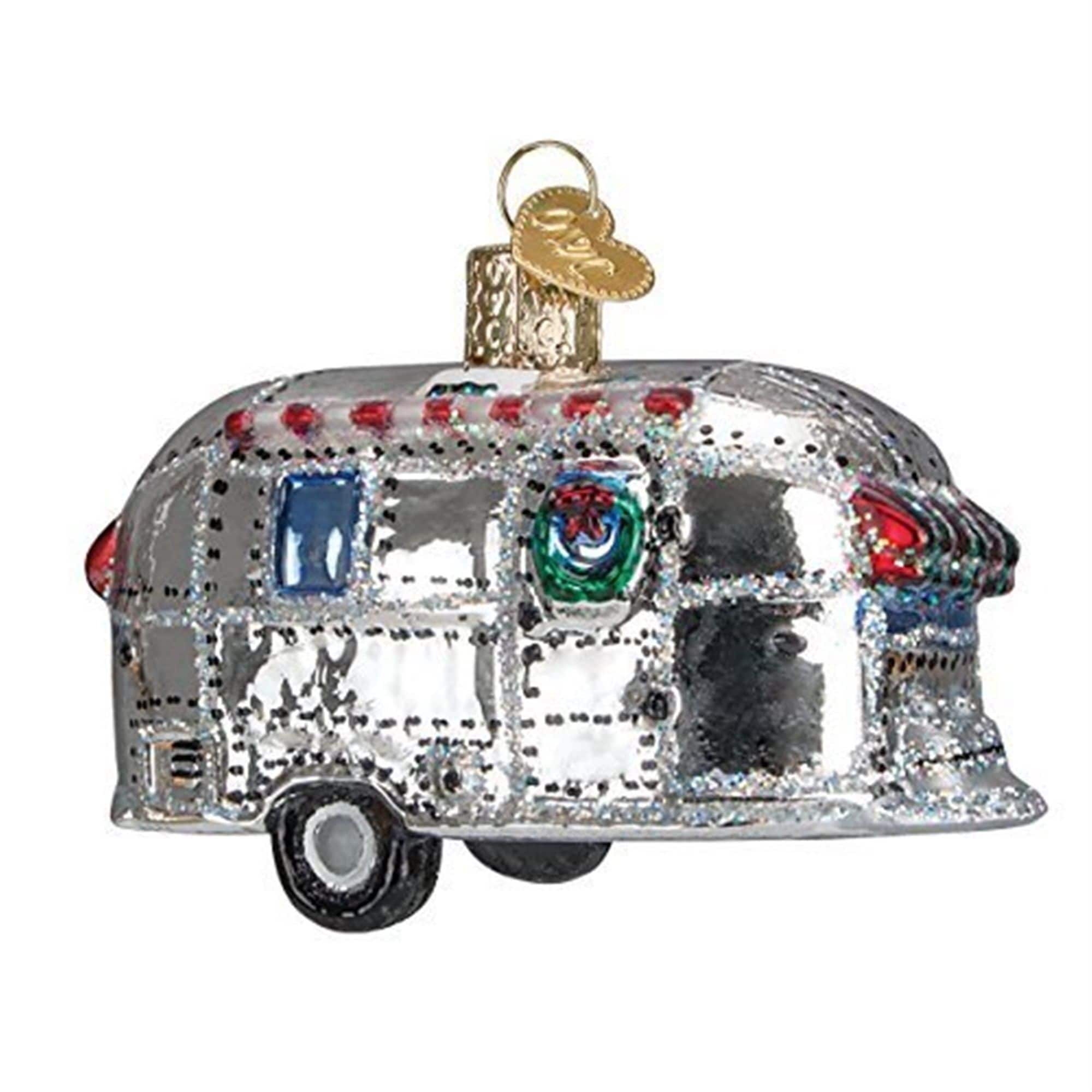 Old World Christmas 729343460530 Blown Glass Ornament for Christmas Tree - Vintage Trailer