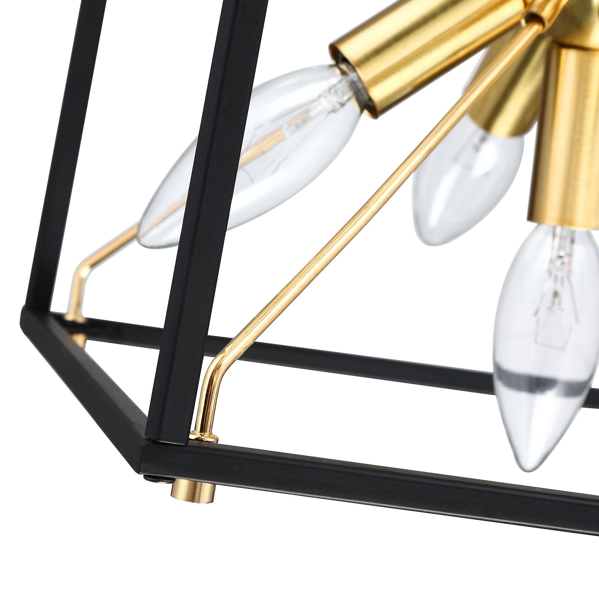10" Matte Black and Gold Modern Rectangle Lantern Pendant Light