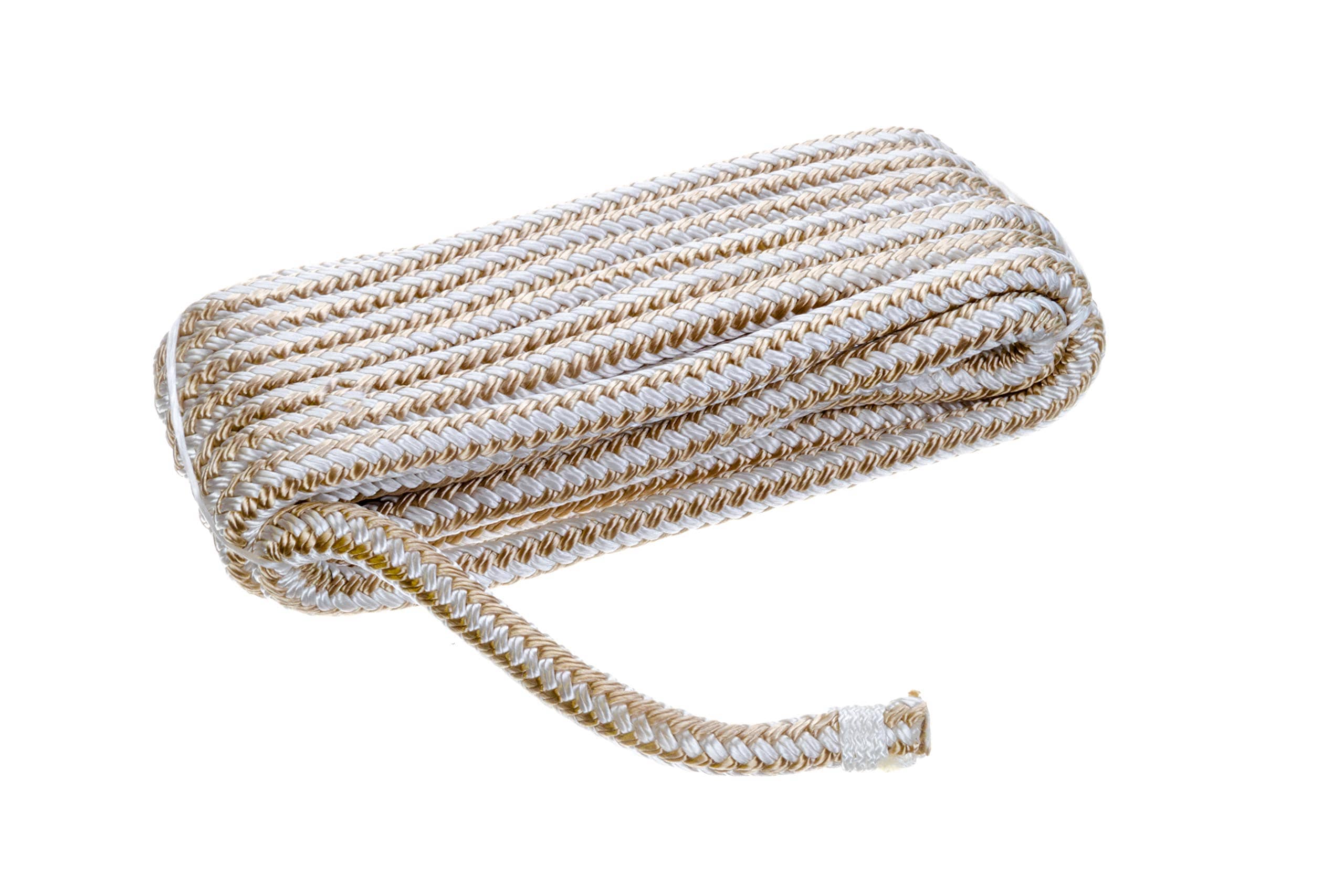Seachoice Double-Braid Nylon Dock Line 3/8 x 15' 40011 Gold/White #50-40011