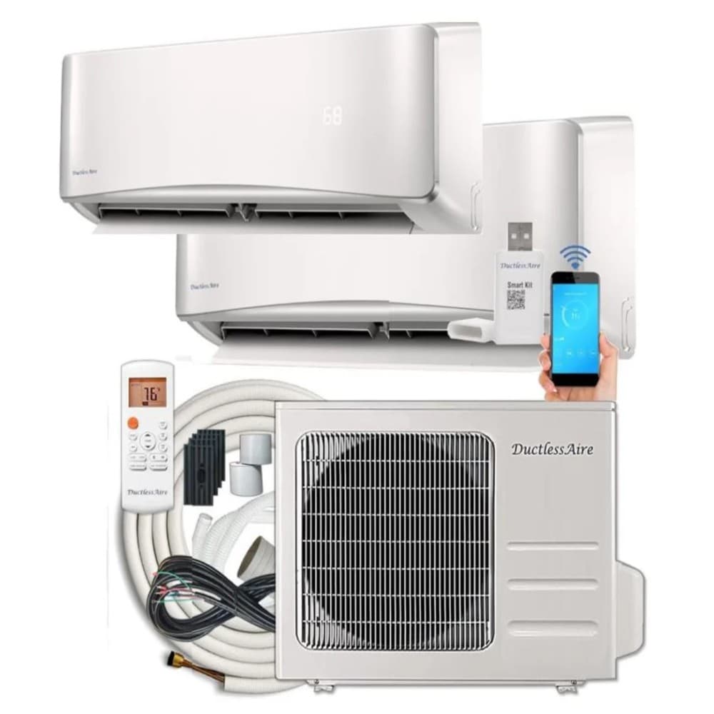 DuctlessAire 2 zone 27000-BTU Ductless Mini Split Air Conditioner Heat Pump Included with 230.0-Volt #DA27-12-12