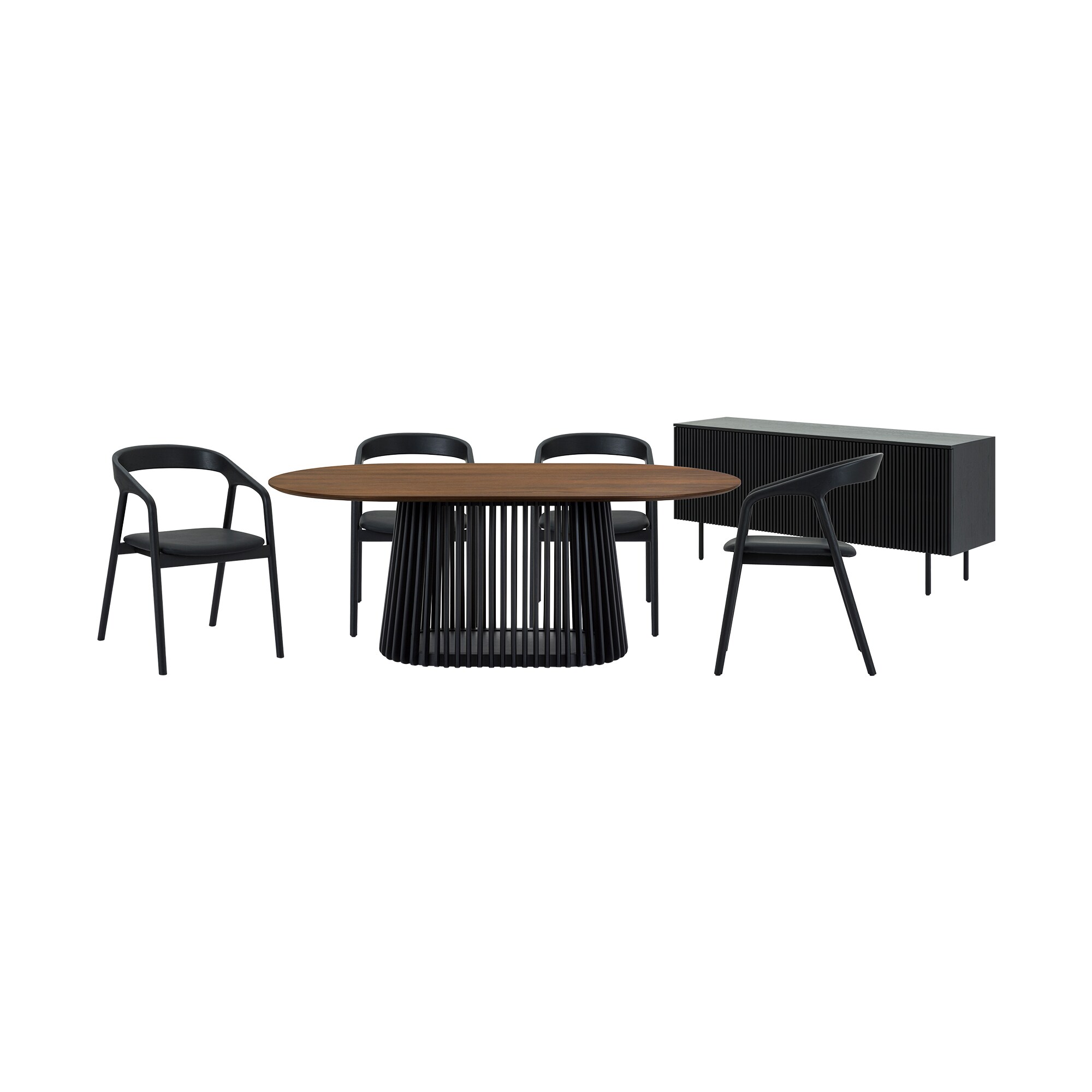 Armen Living SETPAWAL6APBLK Black Contemporary/Modern Dining Room Set with Oval Table ( Seats 4 )