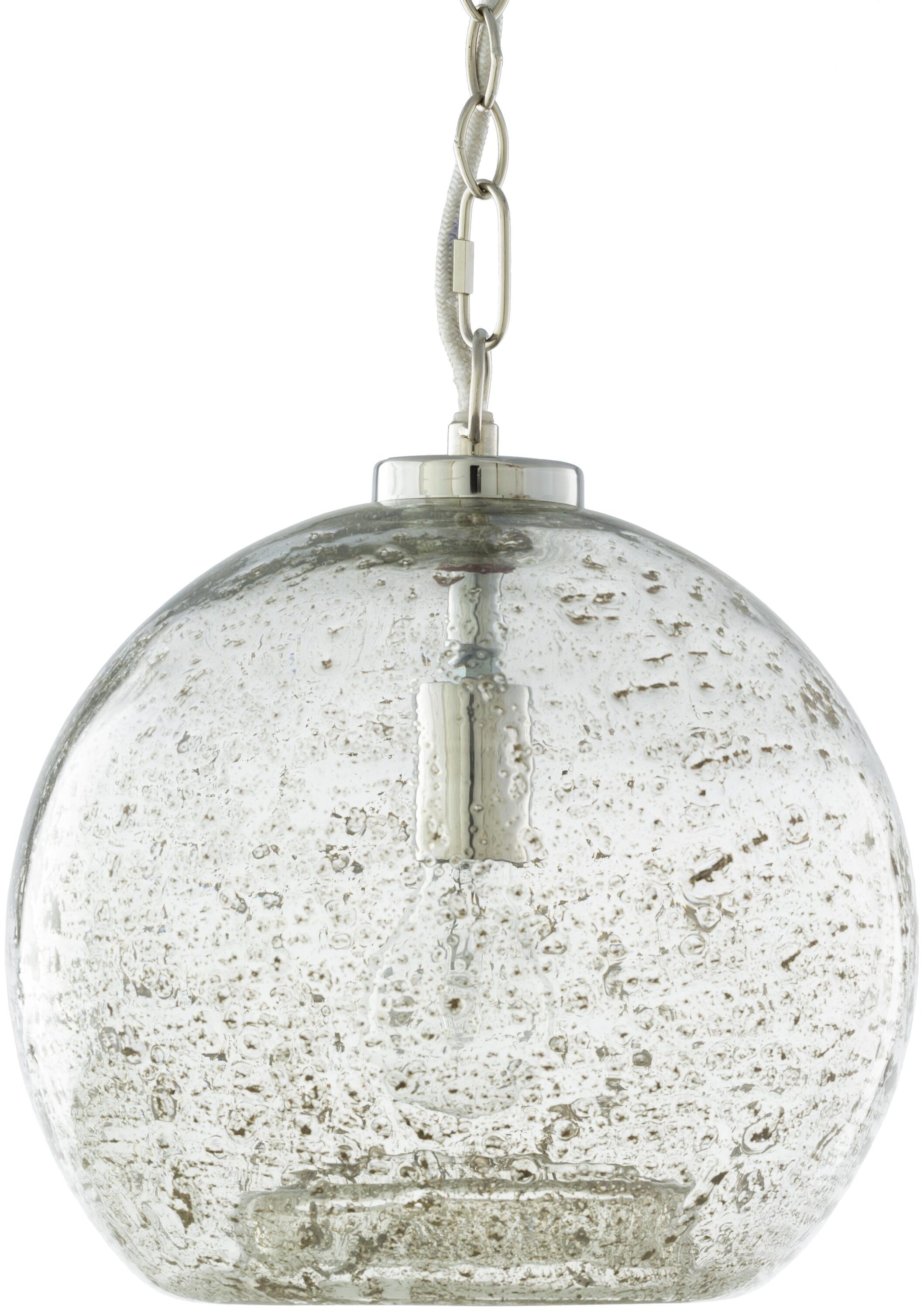 Surya MIT-004 Mist Gray Modern/Contemporary Textured Glass Globe Medium Hanging Pendant Light