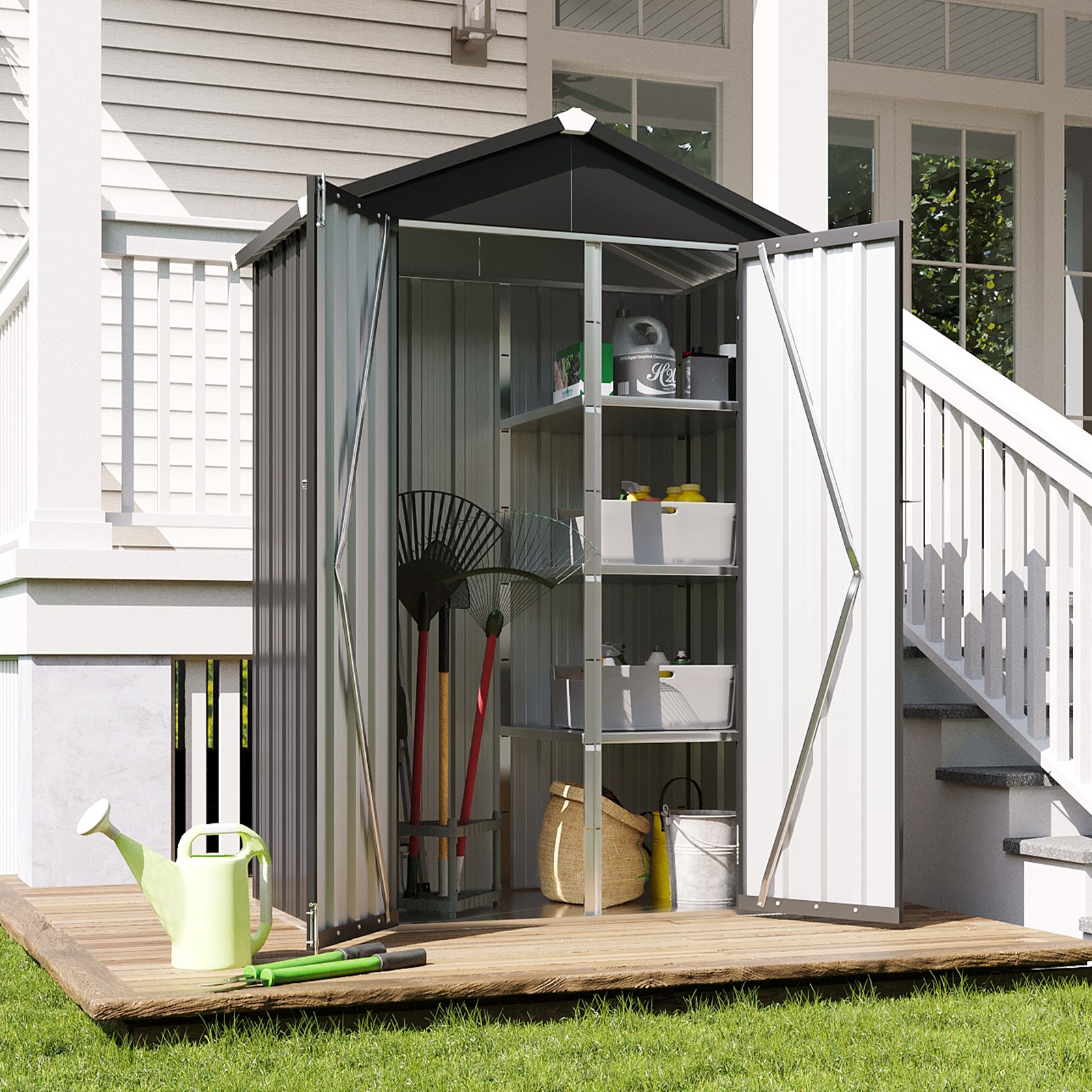 Nordivale Nordival 3.5-ft x 2-ft With Floor Adjustable Shelves Metal Storage Shed Waterproof Storage