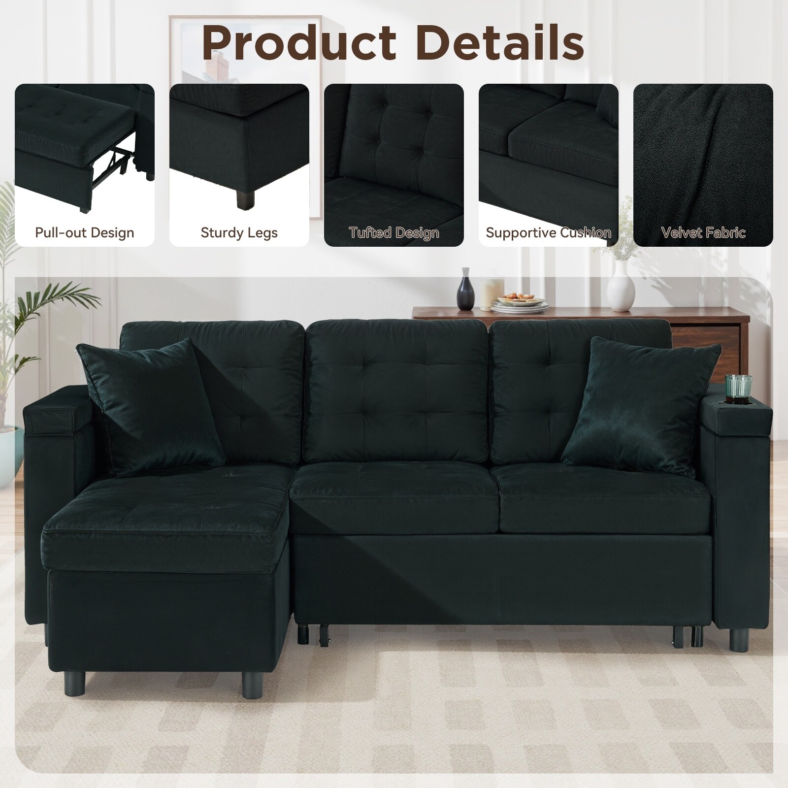 Pocassy GREATANTS-004BKABC Sofas-Loveseats - View #6