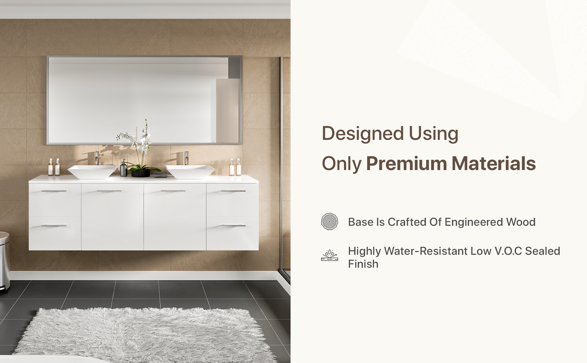 Eviva Luxy 72-in White Double Sink Floating Bathroom Vanity