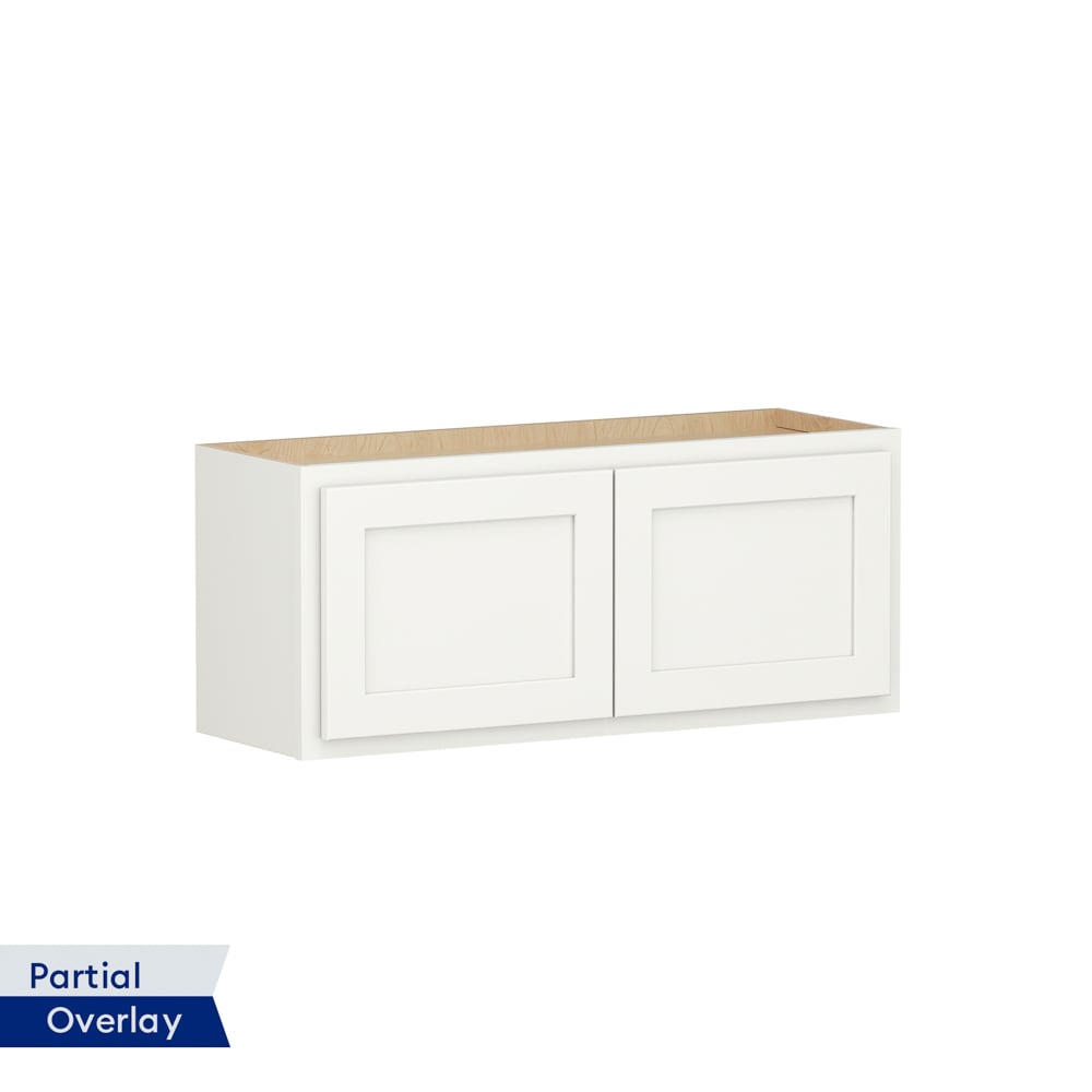 Shenandoah PRO Express SPE 92MPS-811 Breckenridge 30-in W x 15-in H x 12-in D Linen Partial Overlay Wall Fully assembled Plywood Cabinet (Recessed Panel Shaker)