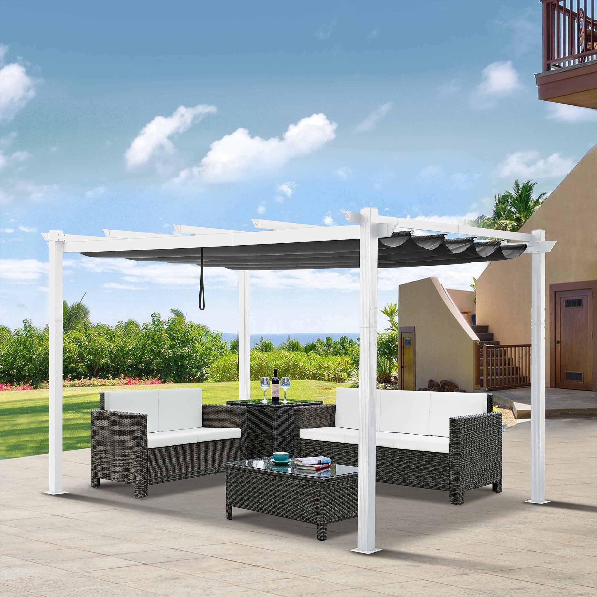 PEAK HOME FURNISHINGS Pergola 10-ft W x 13-ft L x 7-ft 3-in H White ...