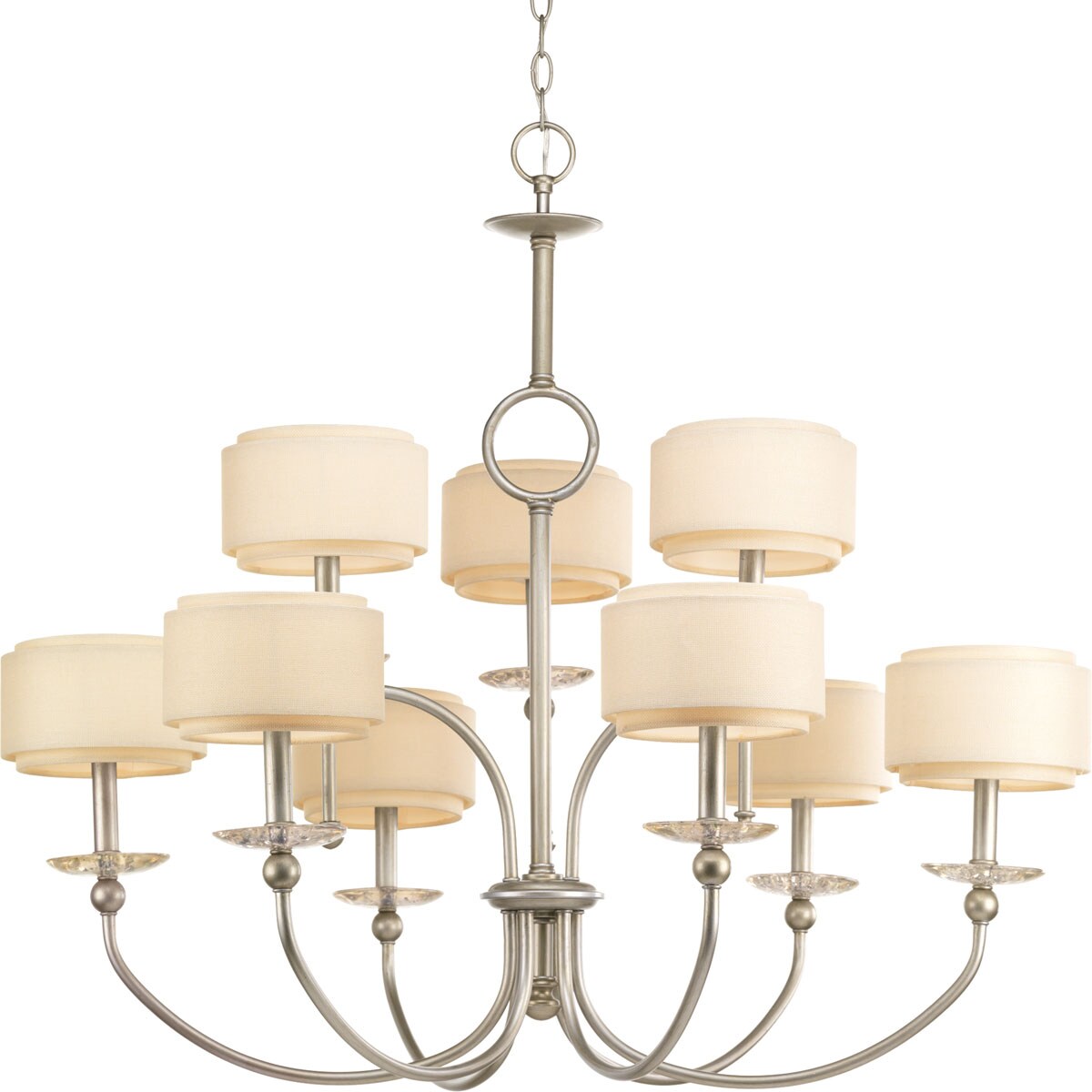 Progress Lighting P4464-134 Ashbury 9-Light Silver Ridge Transitional Led; Dry rated Chandelier