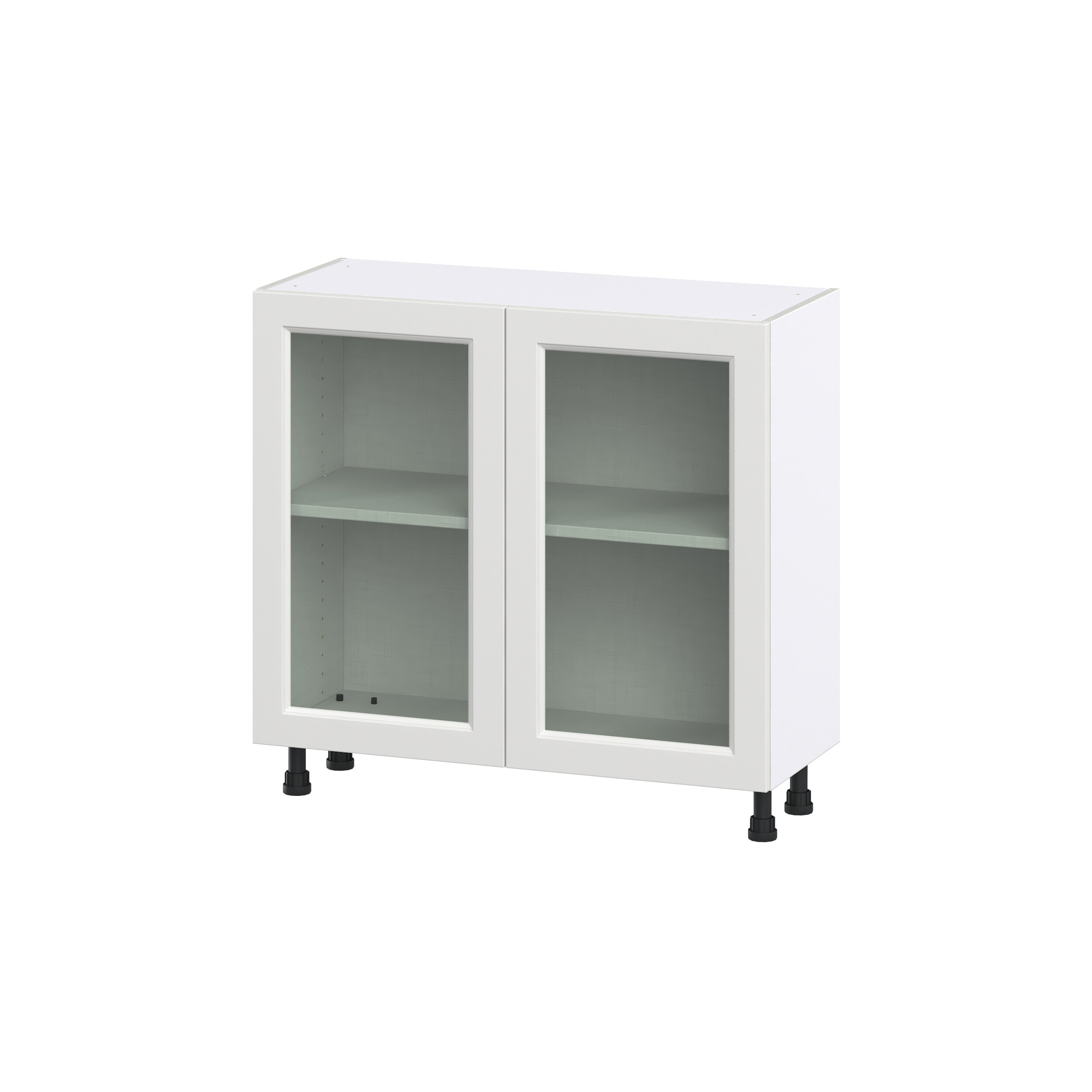Hugo&Borg DSBG3614FH-RI Riviera 36-in W x 34.5-in H x 16-in D Bright White Base Fully assembled Cabinet (Glass Panel Glass)