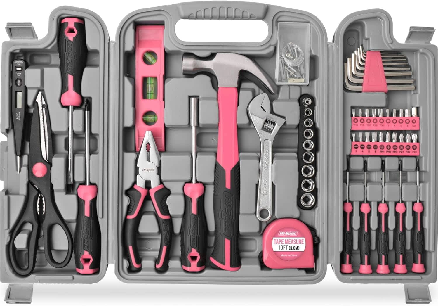 Hi-Spec Pink Tool Kit with Screwdrivers and Driver Bits for Household Repairs