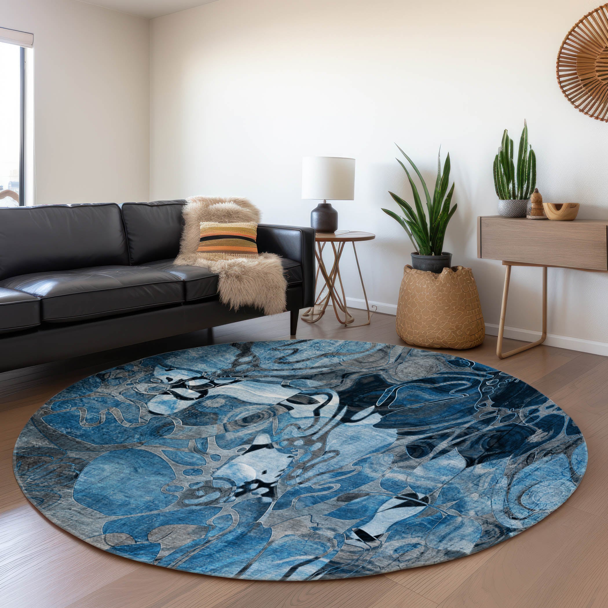 Addison Rugs AMF573BR8RO Mayfield AMF573BR 8 x 8 (ft) Loomed Polyester Brown Round Indoor Geometric Machine washable Area rug