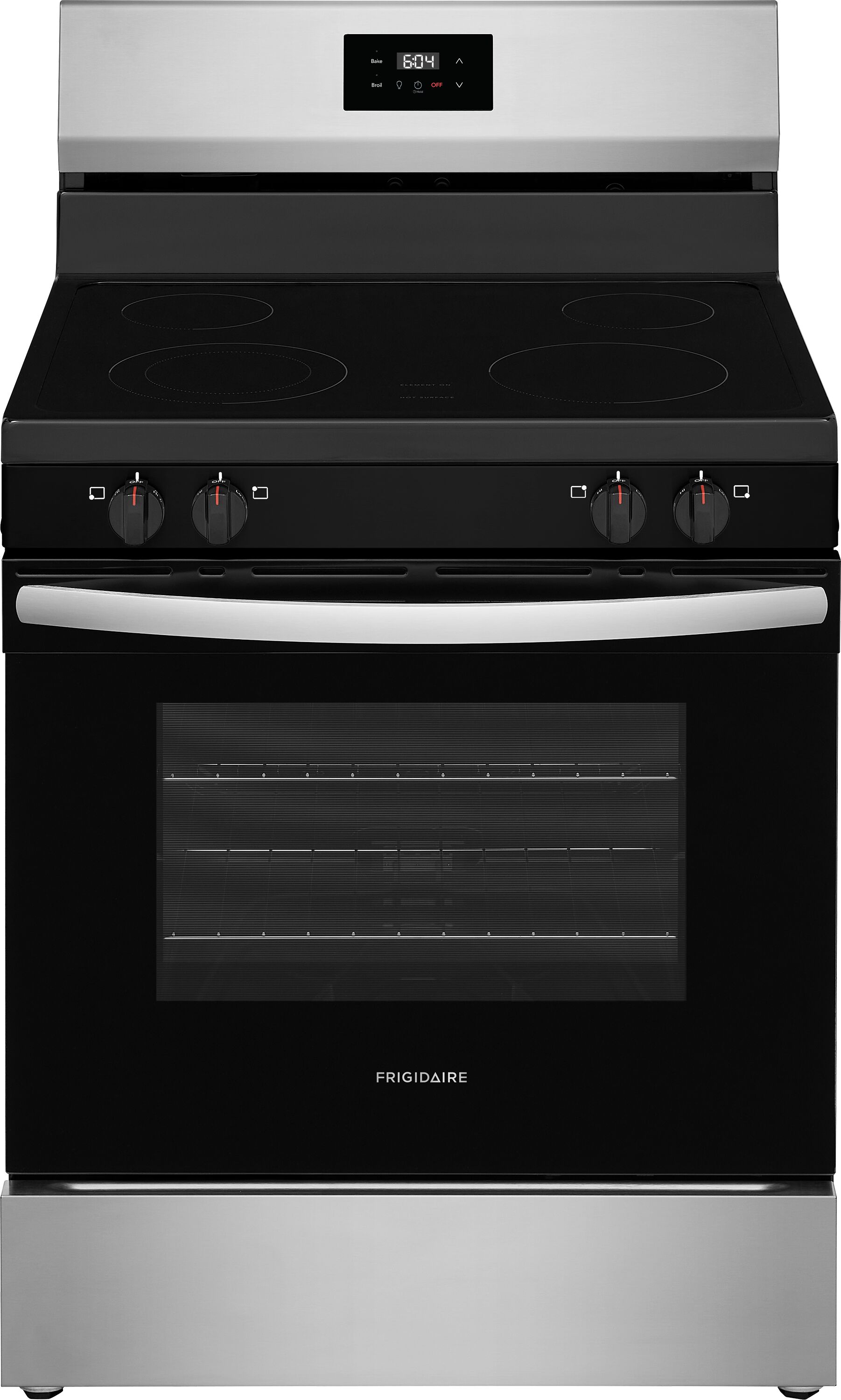 Frigidaire 30-in Glass Top 4 burners 5.3-cu ft Freestanding Electric Range ( Stainless Steel ) #FCRE3050BS