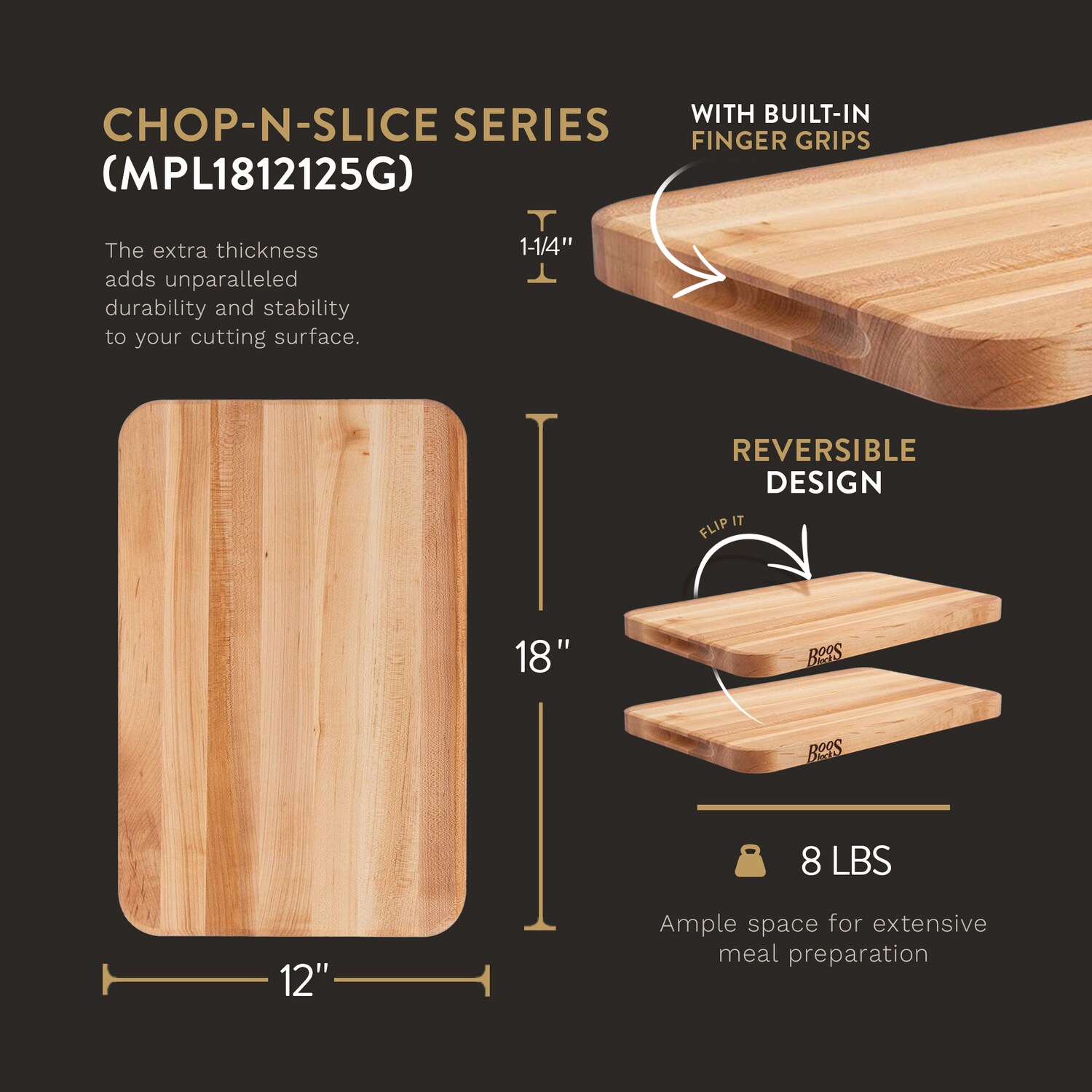 John Boos Prestige Maple Wood Reversible Cutting Board