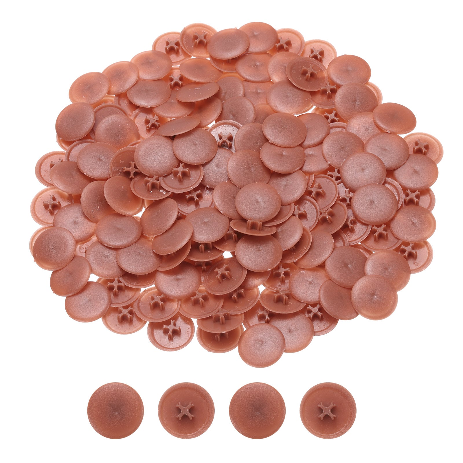 Unique Bargains 300pcs Plastic Screw Caps for Eccentric Wheels Cam Locks 17mm Diameter Decorative Cross Head Caps Round Cam Lock Fastener Cap Cam Dowel Cap Cam Lock Nuts Cap Red-Brown