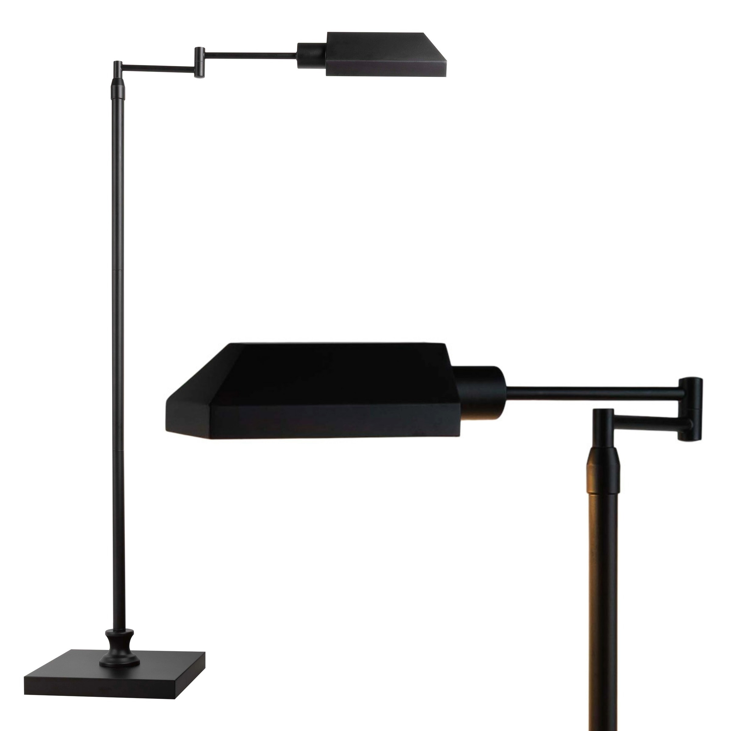 Lavish Home  Adjustable Floor Lamp with 360 Degree Swing Arm (Blac