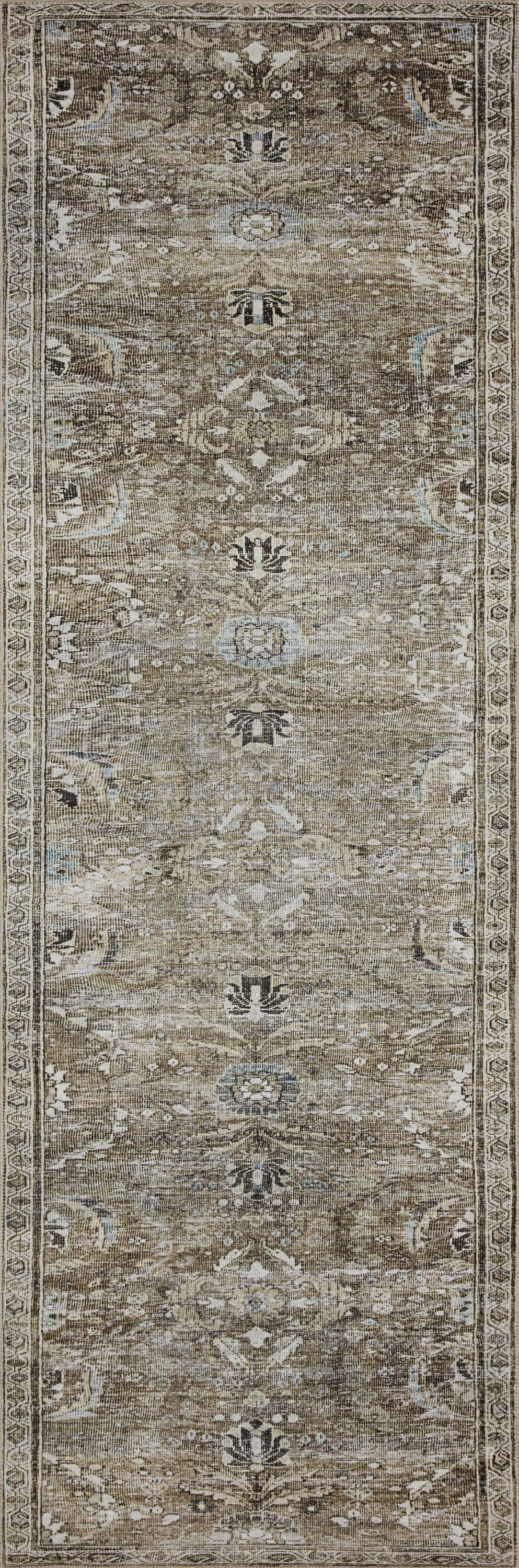 Ivory and Moss Reversible Synthetic Runner Rug 2'-6" x 12'