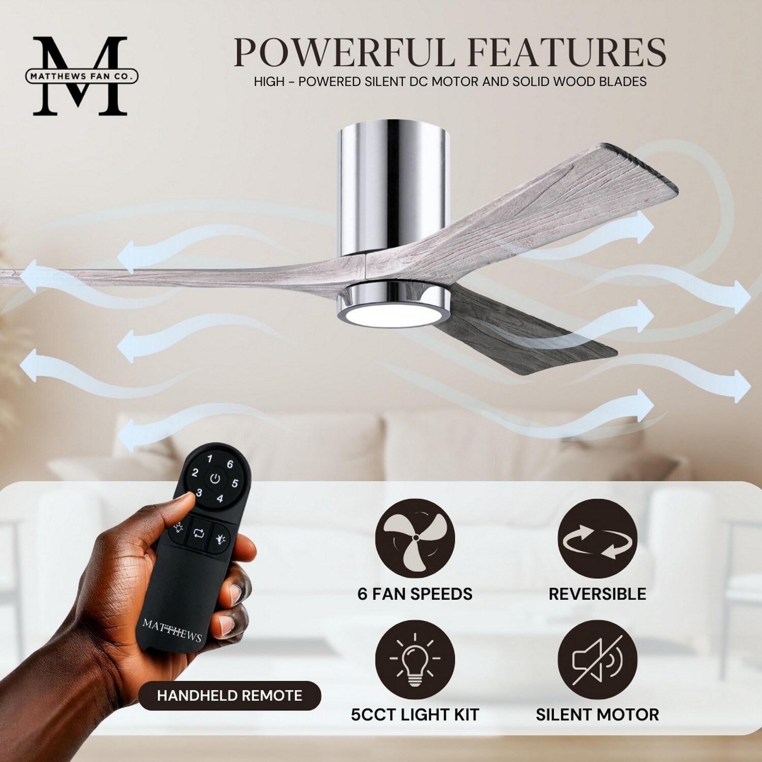 Matthews Fan Company IR3HLK-CR-BW-52 Ceiling-Fans - View #9