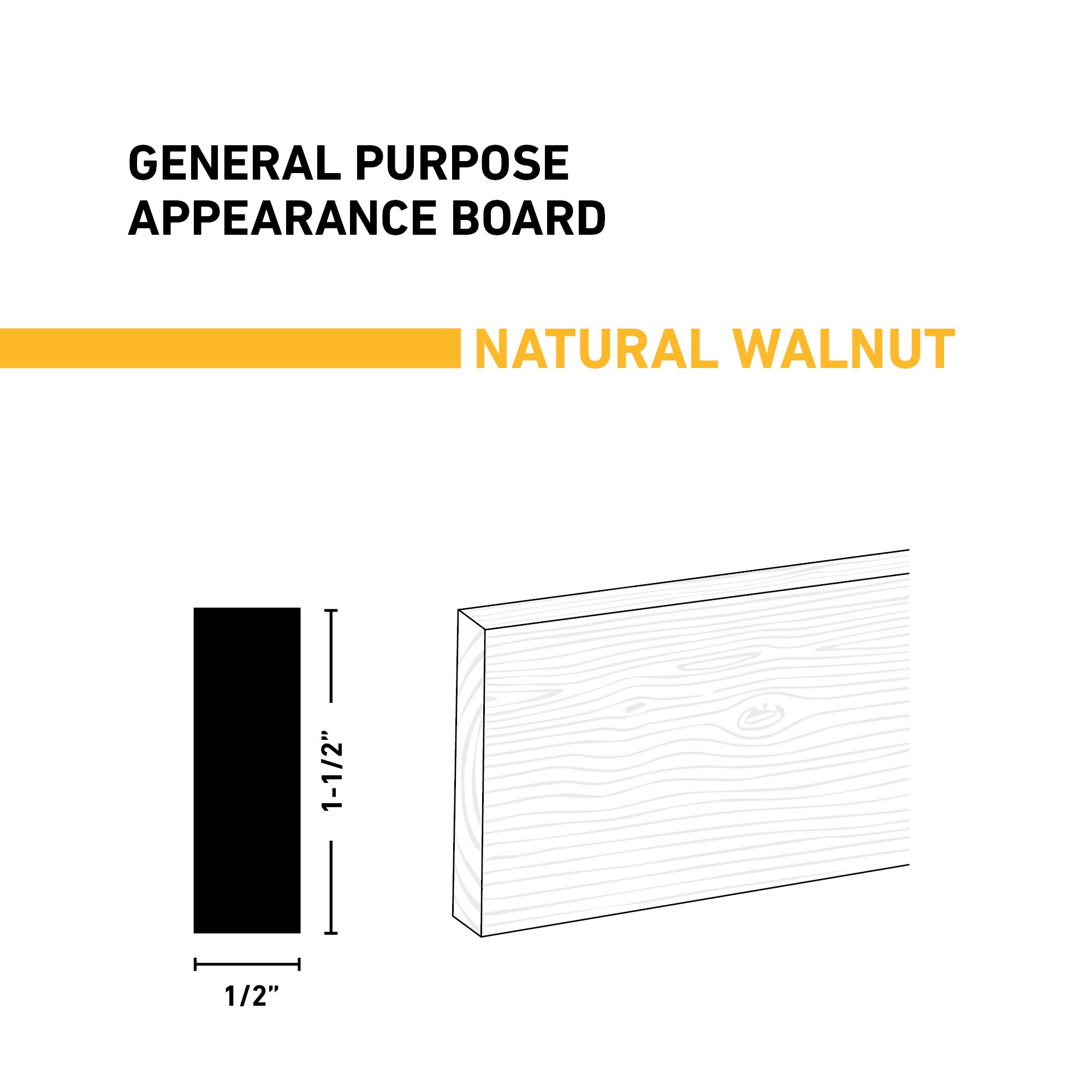 Ornamental Mouldings BRDNAT 1-2X2X2WALN Appearance-Boards - View #2
