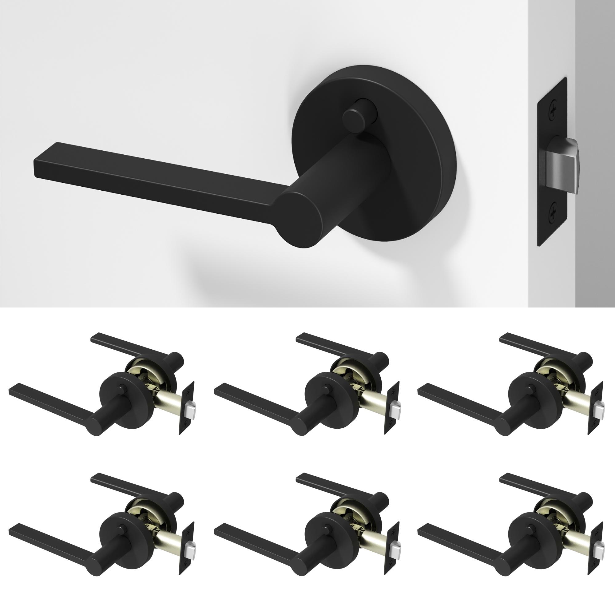 OKUN Muse Matte Black Interior or Bed/Bath Hall/Closet Privacy Door Handle 6 -Pack