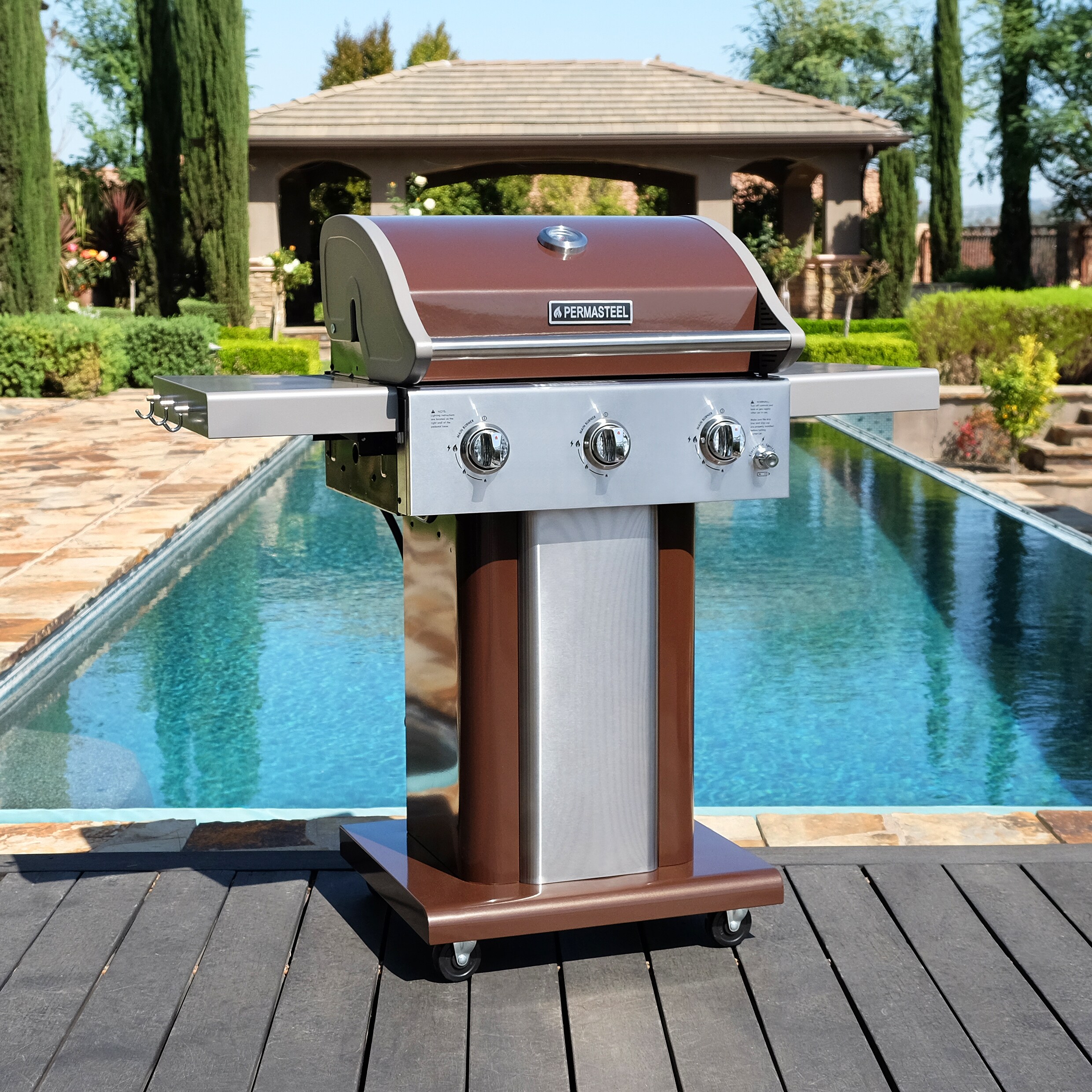 Permasteel Mocha 3-Burner Liquid Propane Gas Grill PG-40301-MO Sansujyuku sansujyuku.com