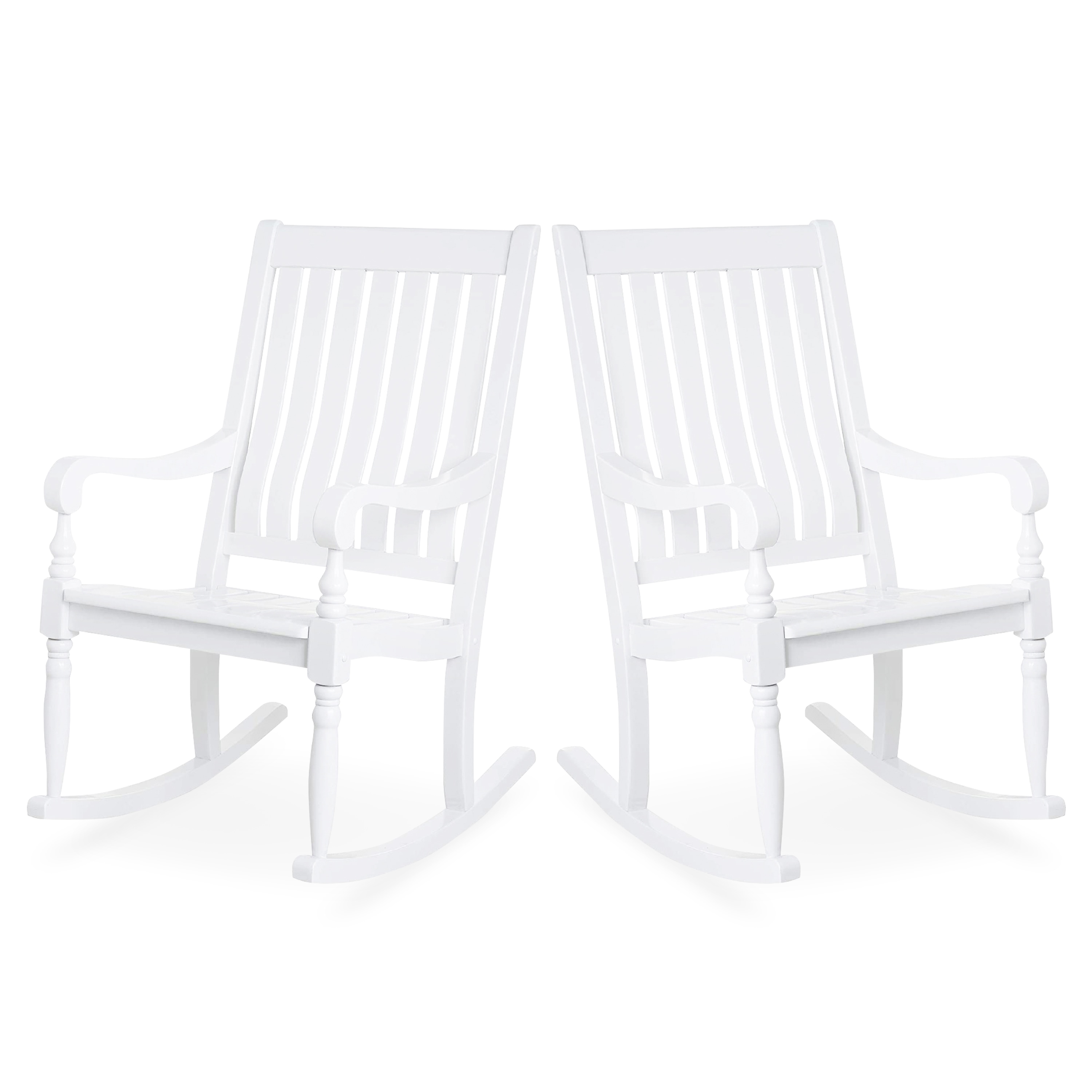 Cambridge Casual 712826-HW-WH-XX-XX Bonn Set of 2 White Wood Frame Rocking Chair with Slat Seat