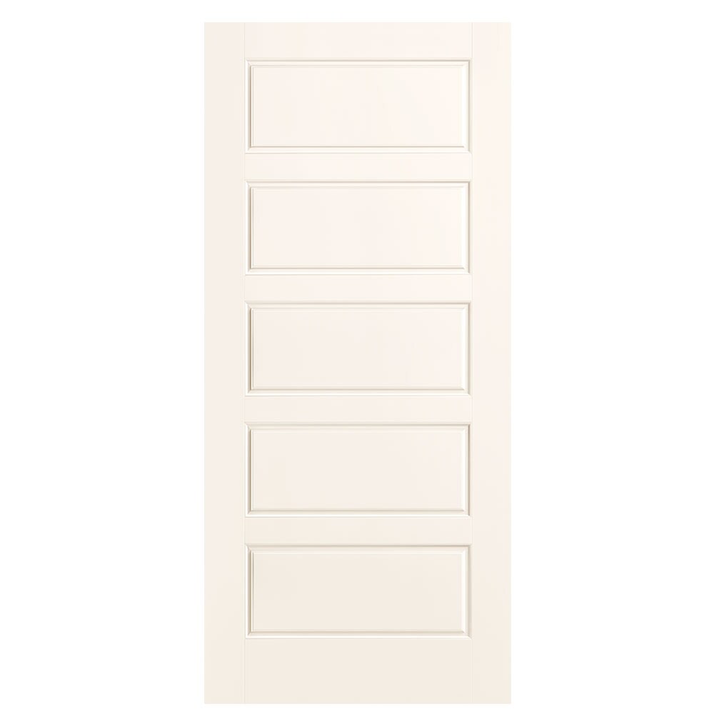 Masonite 1443863 Riverside 36-in x 80-in White 5-panel equal Smooth Hollow core Prefinished Molded composite Slab Door