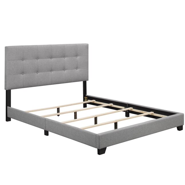 HomeFare Button tufted full upholstered bed in glacier gray Full Wood ...