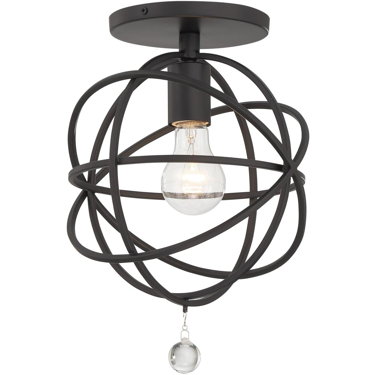 Crystorama 2517048 9220-BK_CEILING Solaris 1 Light 9 inch Black Semi Flush Ceiling Light