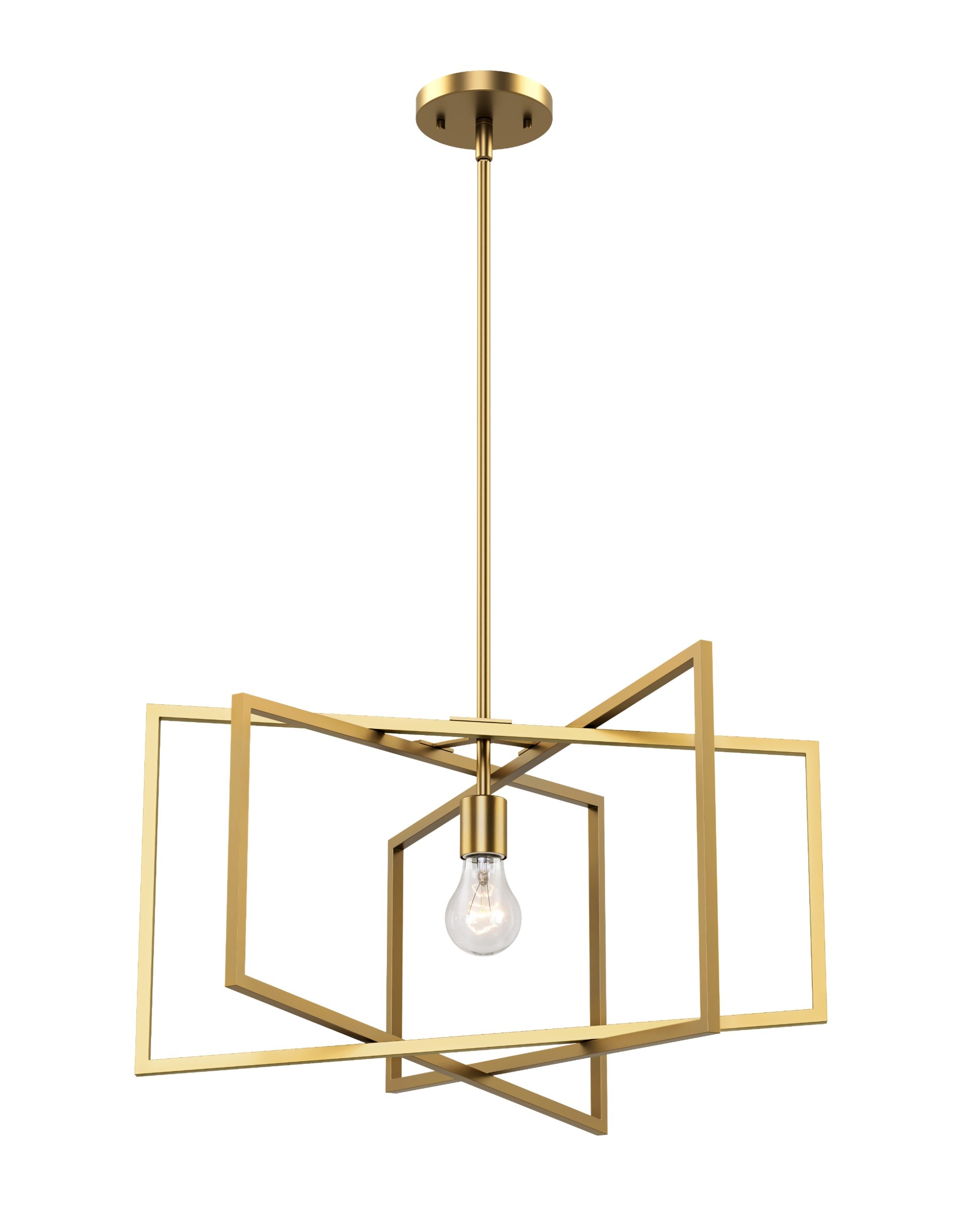 allen + roth 48302-LWUG Farley 1 -Light Brushed Gold Modern/contemporary Geometric Medium Hanging Pendant light