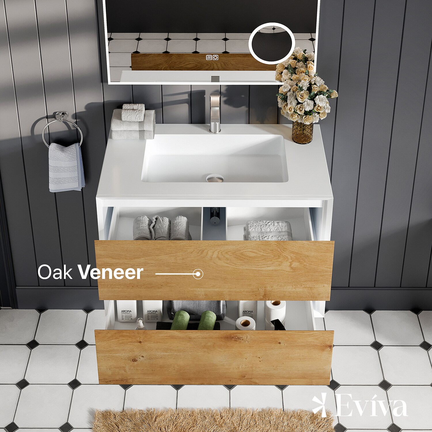 Eviva EVVN777-36OAK-WH Bath-Vanity-Combo - View #3