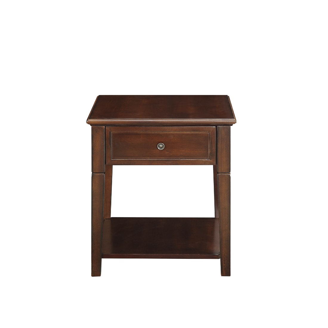 HomeRoots 4000486346 22-Inches W x 24-Inches H Walnut Wood veneer Rectangular Modern End Table with Storage