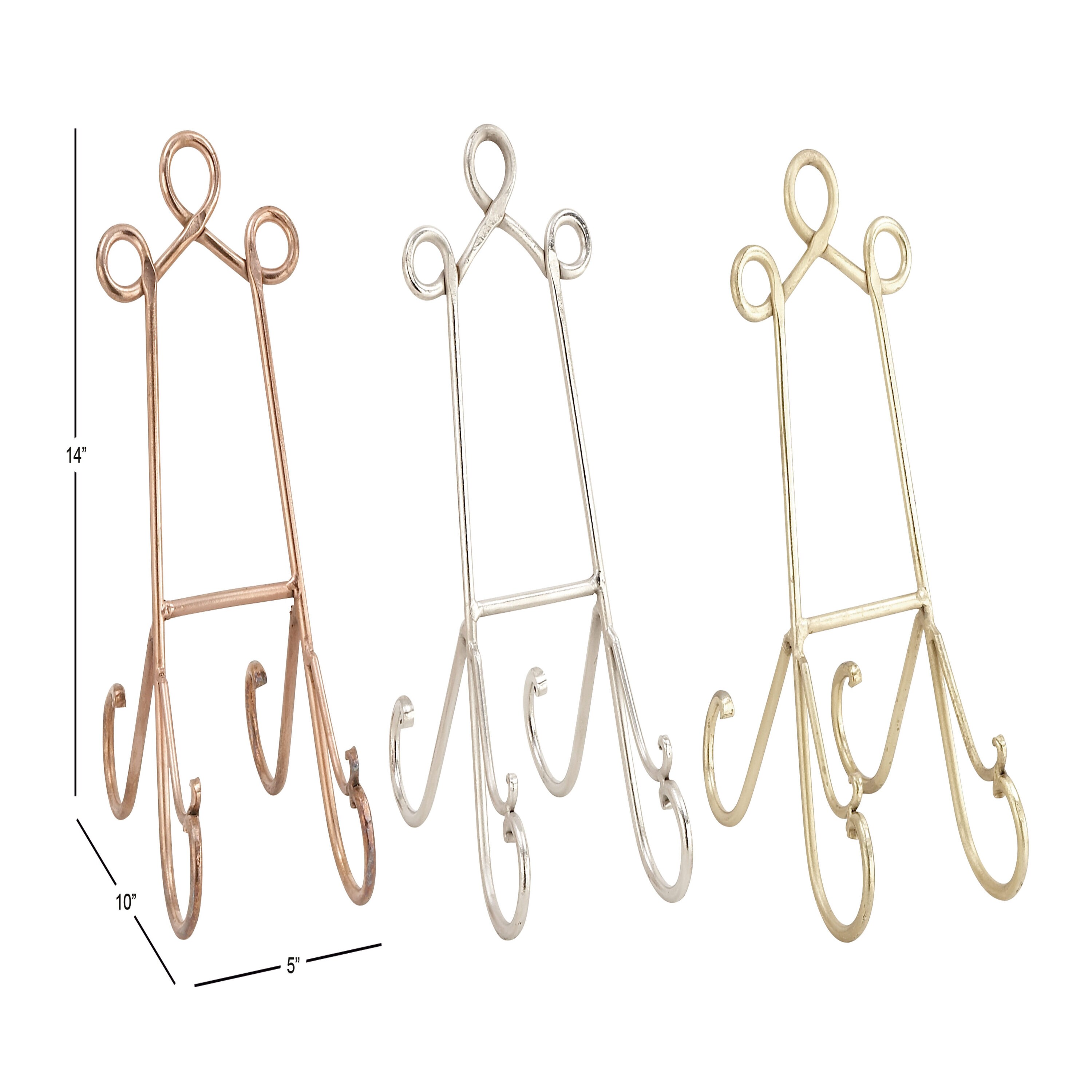 Multi-Colored Metal Scroll Tabletop Easel Set of 3