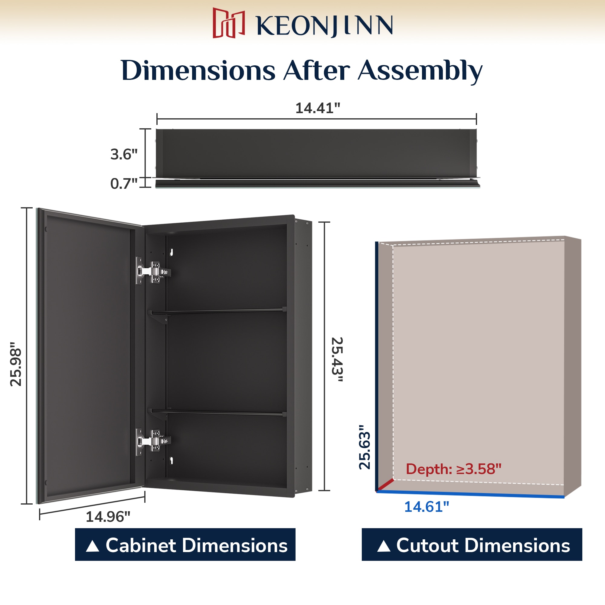 Keonjinn LW-JG-FJXP-3866-BK Bathroom-Medicine-Cabinets - View #4