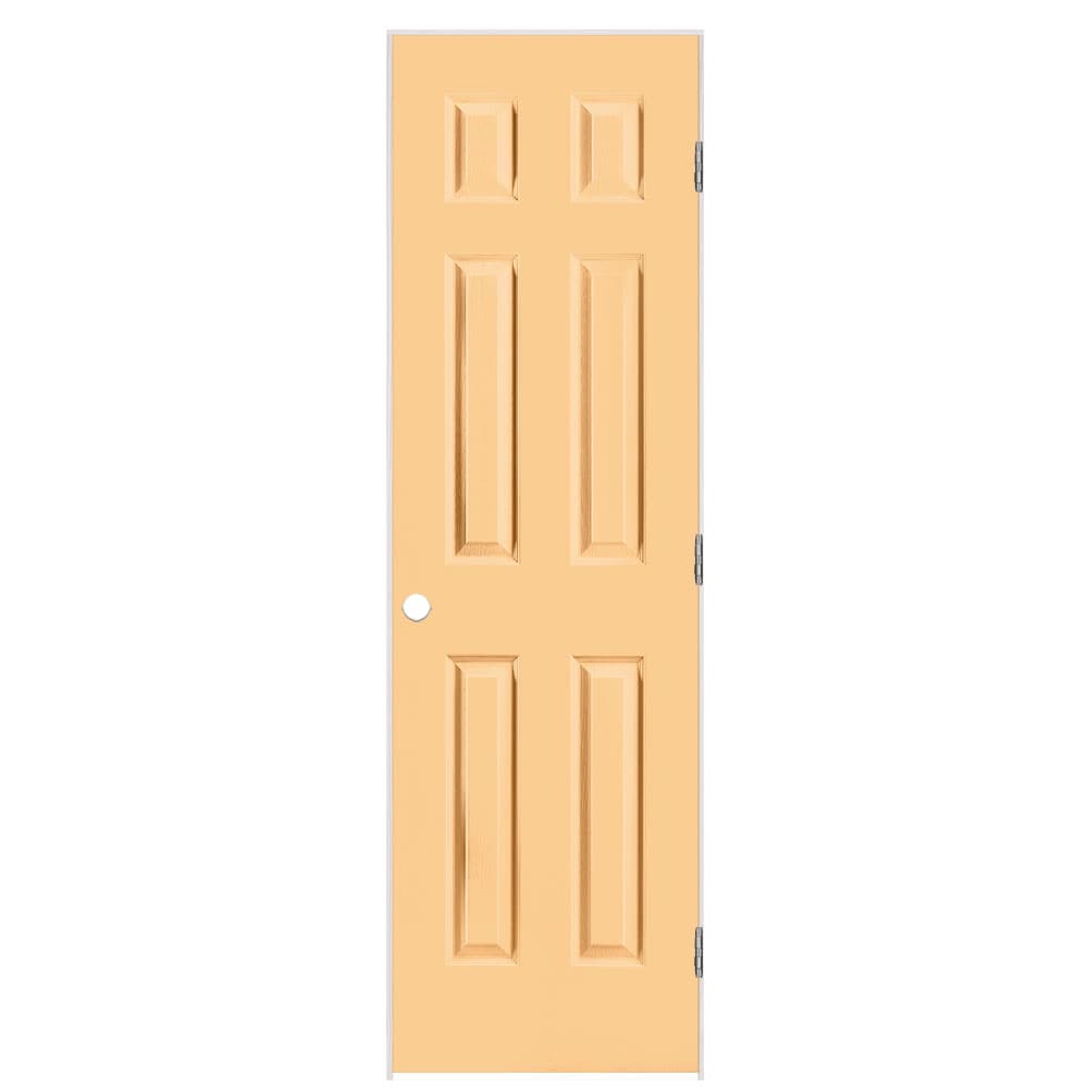 Masonite 1316968 24-in x 80-in Marigold Solid core 6-panel Left hand Textured Prefinished Molded composite Flat Jamb Single Prehung Interior Door